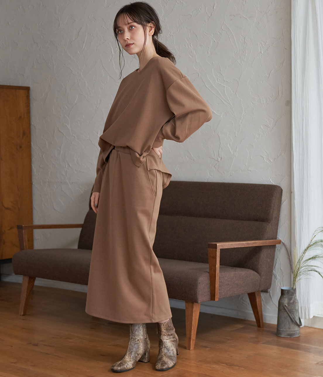 VIS「【WEB限定Lサイズ】【セットアップ対応】エコスエードポンチタイトスカート」|スカート|