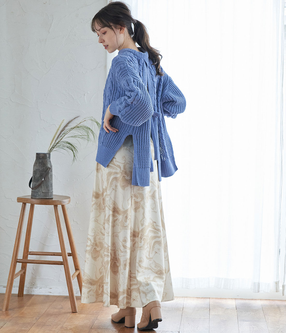 VIS「くるみ釦サテンナロースカート」|スカート|