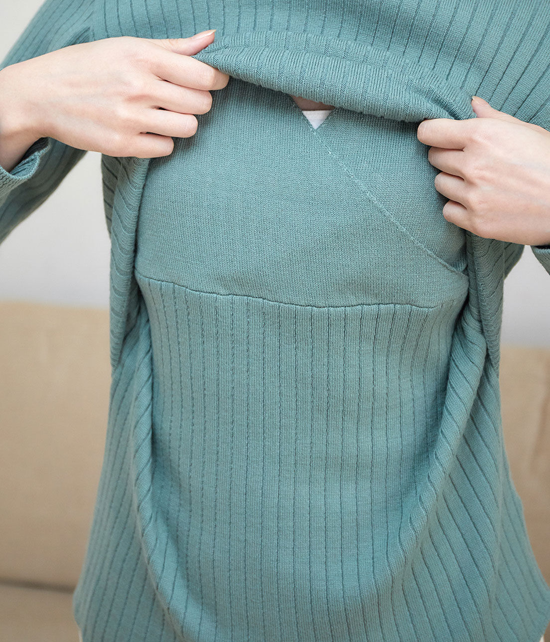 VIS「【ViSmommy】ニットプルオーバー付きニットキャミワンピース【授乳口付き】【産前産後】」|ワンピース|