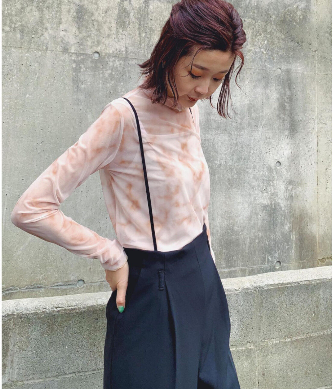 VIS「【WEB限定SSサイズ】バッククロスサスペンダーワイドパンツ」|スラックス|