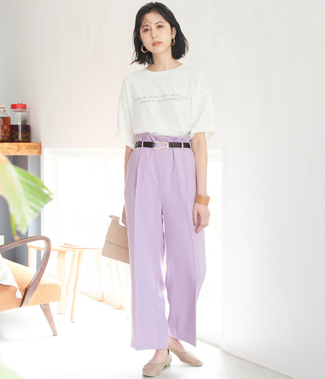 VIS「【WEB限定SSサイズ】バッククロスサスペンダーワイドパンツ」|スラックス|