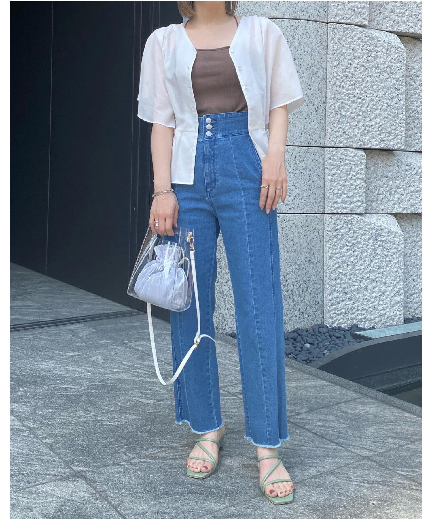 Juze「クリアヒールナローアシメサンダル」|サンダル|