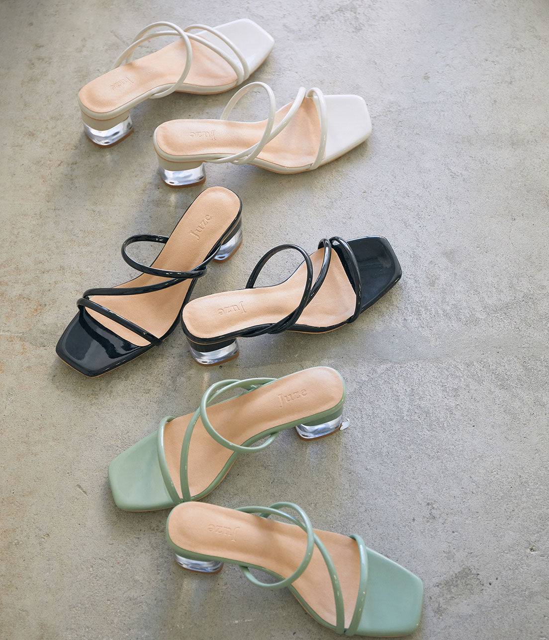 Juze「クリアヒールナローアシメサンダル」|サンダル|