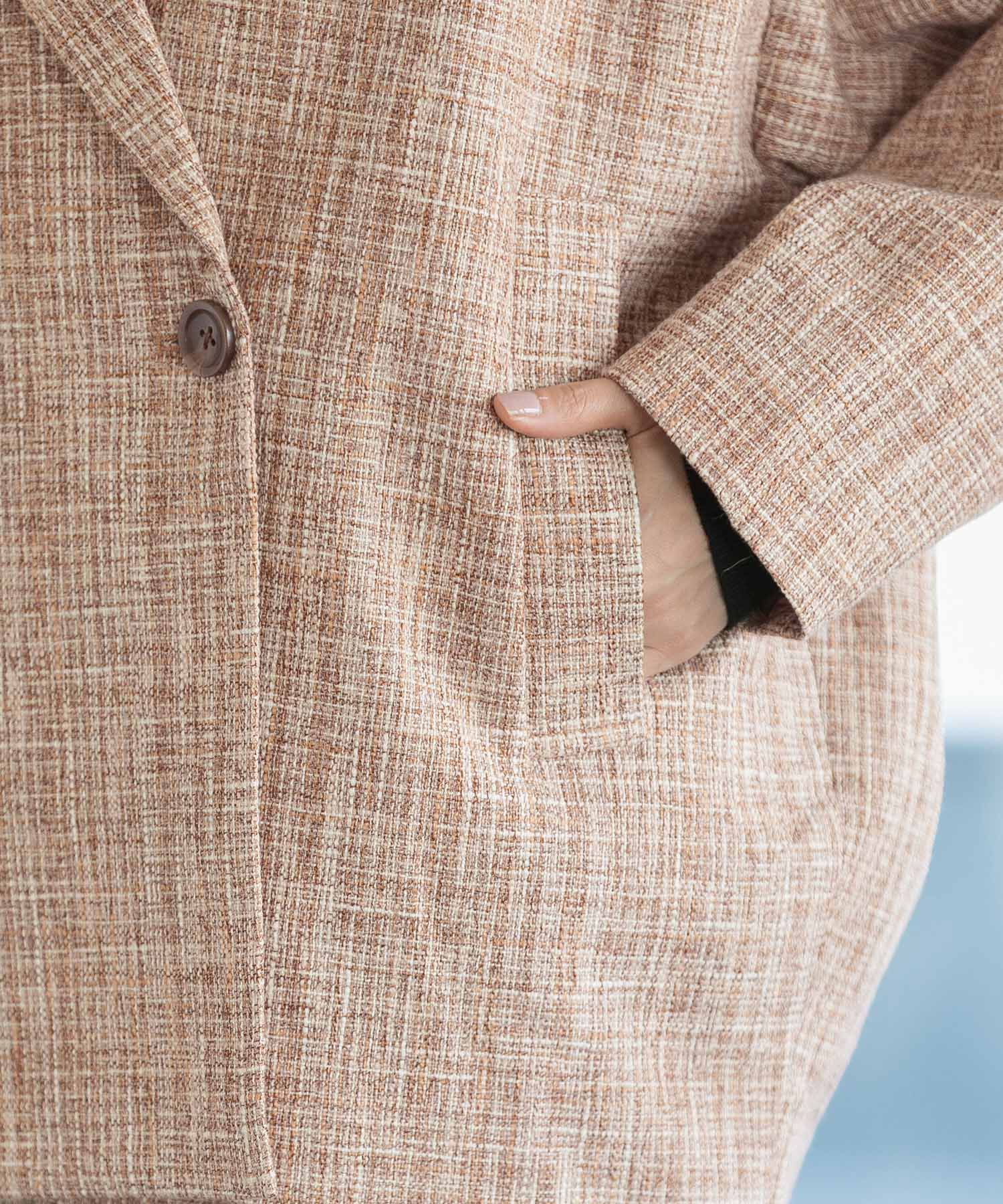 VIS「【セットアップ対応】カラーツイードゆるジャコット」|チェスターコート|