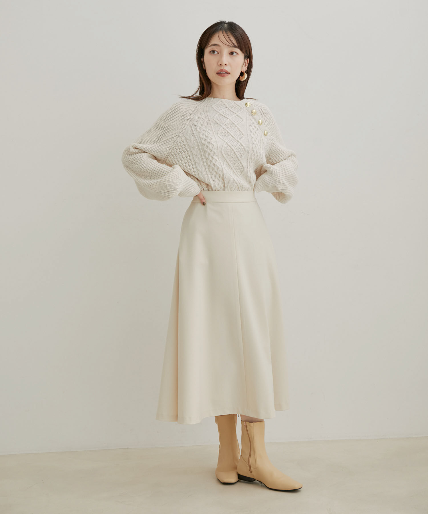 VIS「【Washable・EASY CARE】エコウールタッチフレアスカート【sustainable】」|スカート|