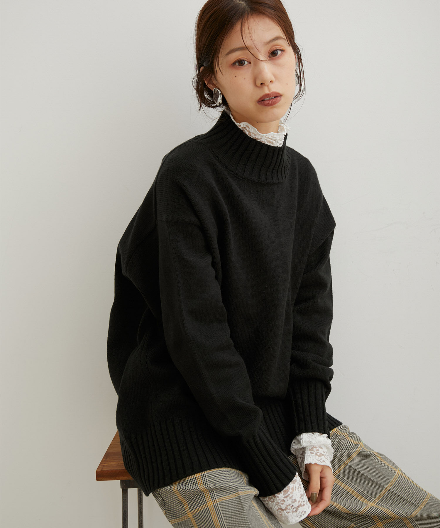 VIS「【洗える】ボーダー＆無地バックスリットニット【sustainable】」|ニット・セーター|