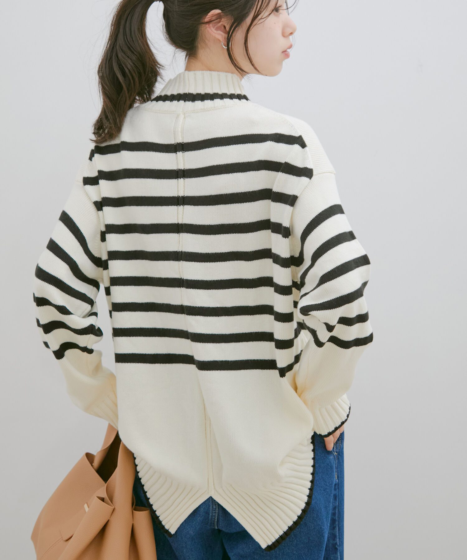 VIS「【洗える】ボーダー＆無地バックスリットニット【sustainable】」|ニット・セーター|キナリ系(17)