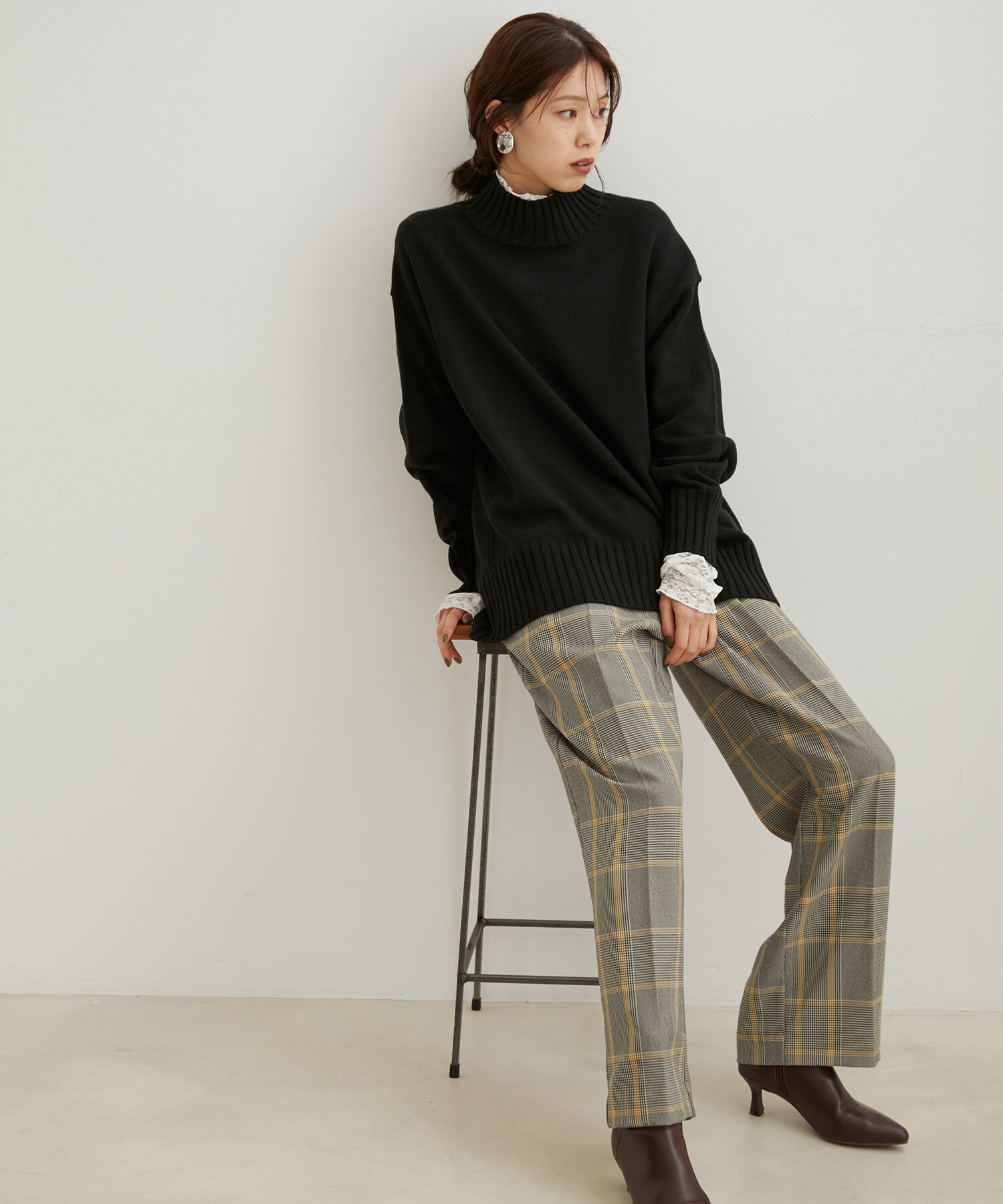 VIS「【洗える】ボーダー＆無地バックスリットニット【sustainable】」|ニット・セーター|