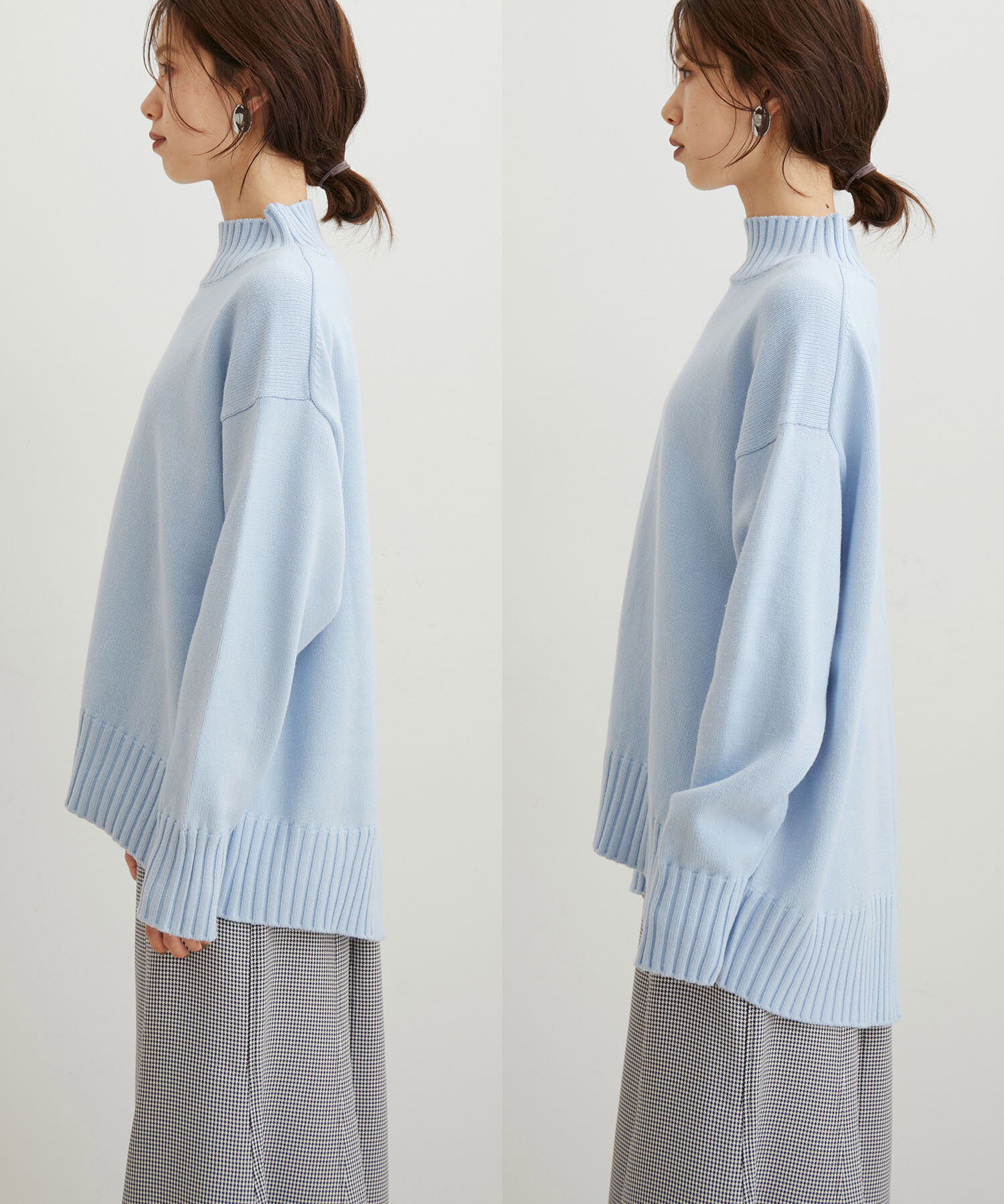 VIS「【洗える】ボーダー＆無地バックスリットニット【sustainable】」|ニット・セーター|