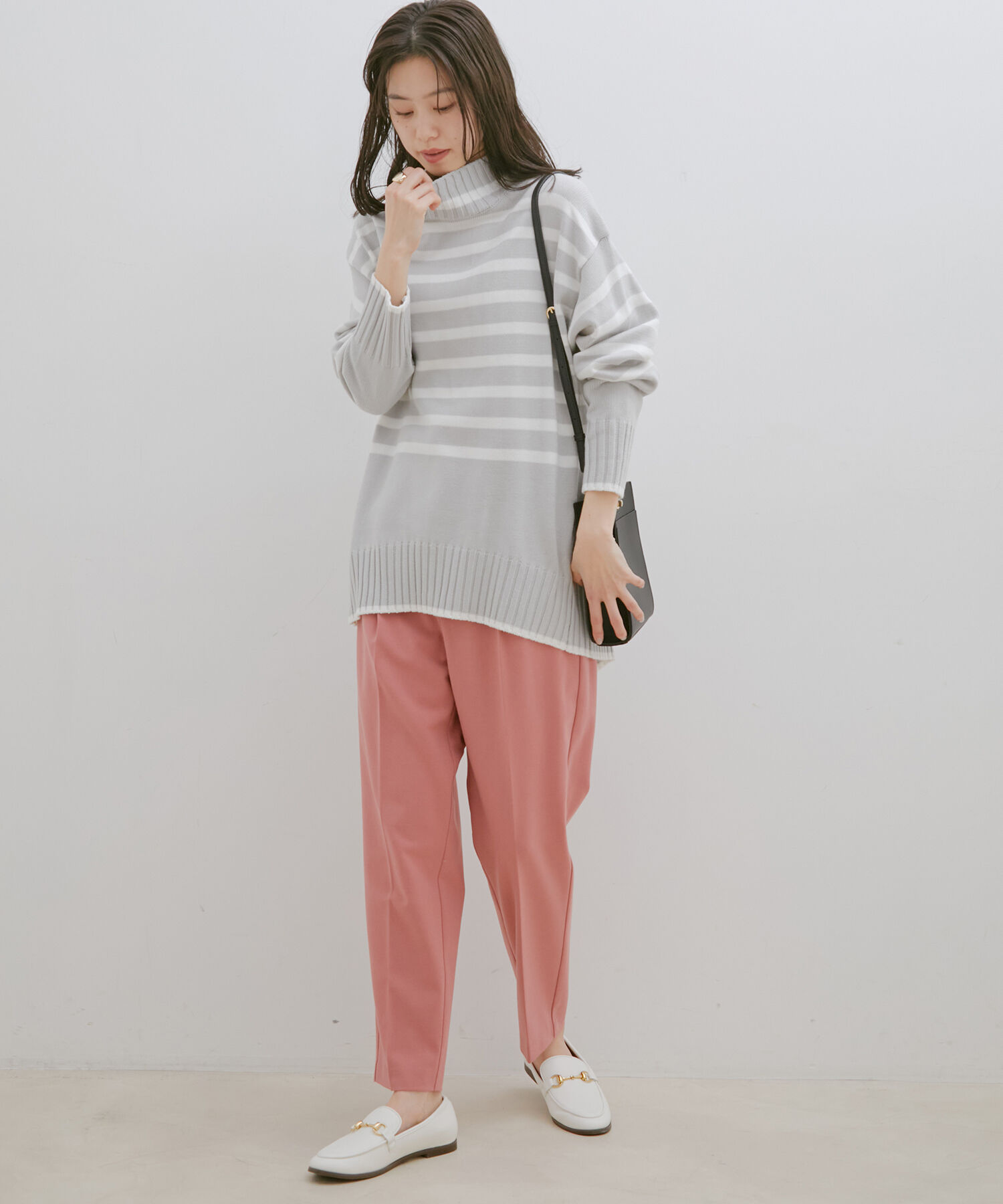 VIS「【洗える】ボーダー＆無地バックスリットニット【sustainable】」|ニット・セーター|