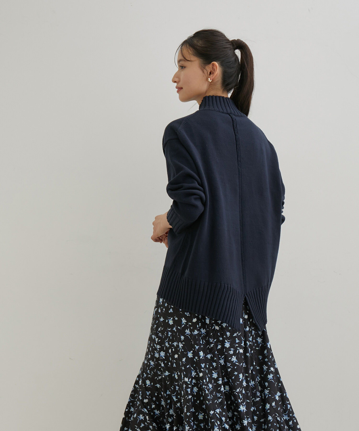 VIS「【洗える】ボーダー＆無地バックスリットニット【sustainable】」|ニット・セーター|