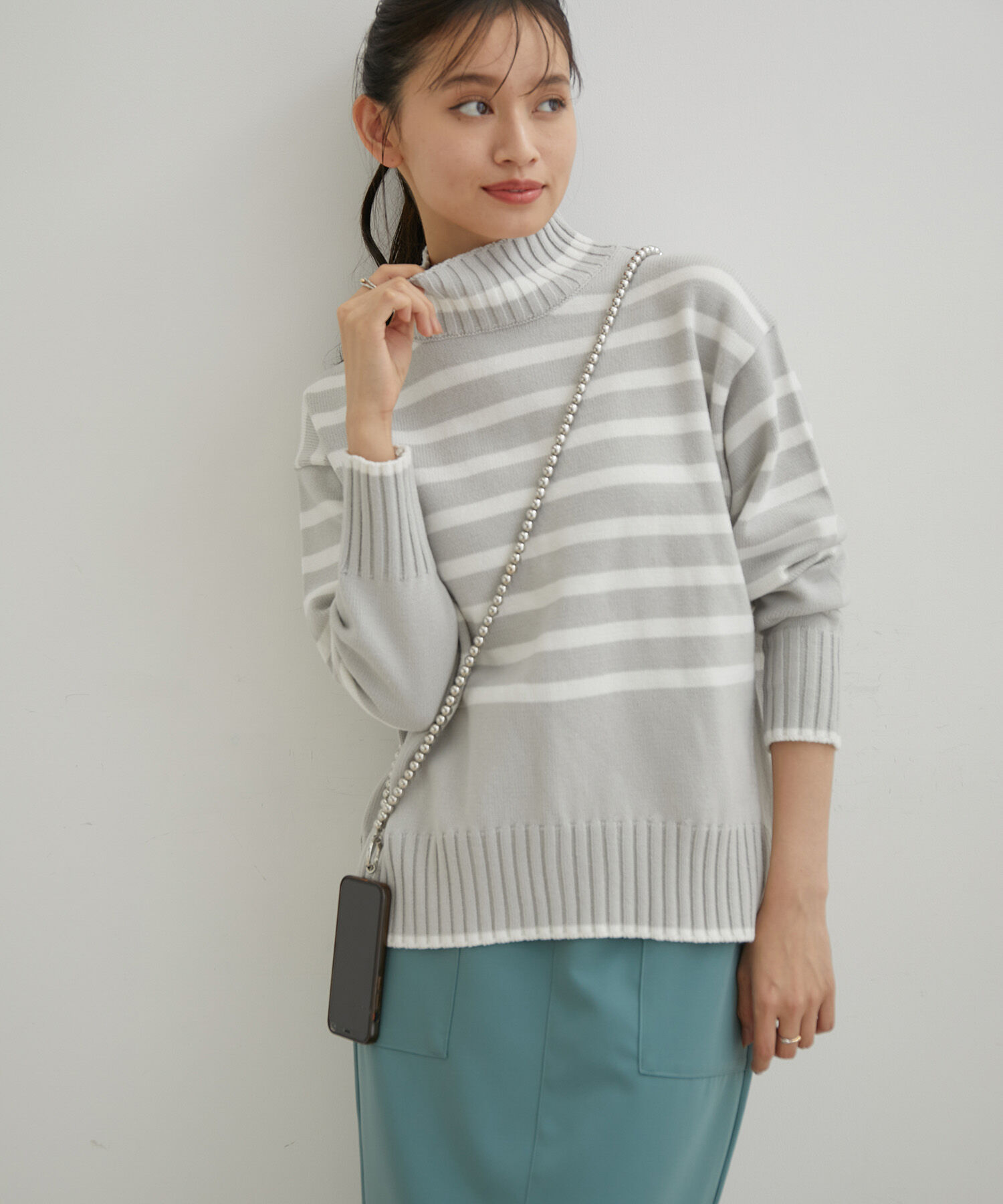 VIS「【洗える】ボーダー＆無地バックスリットニット【sustainable】」|ニット・セーター|