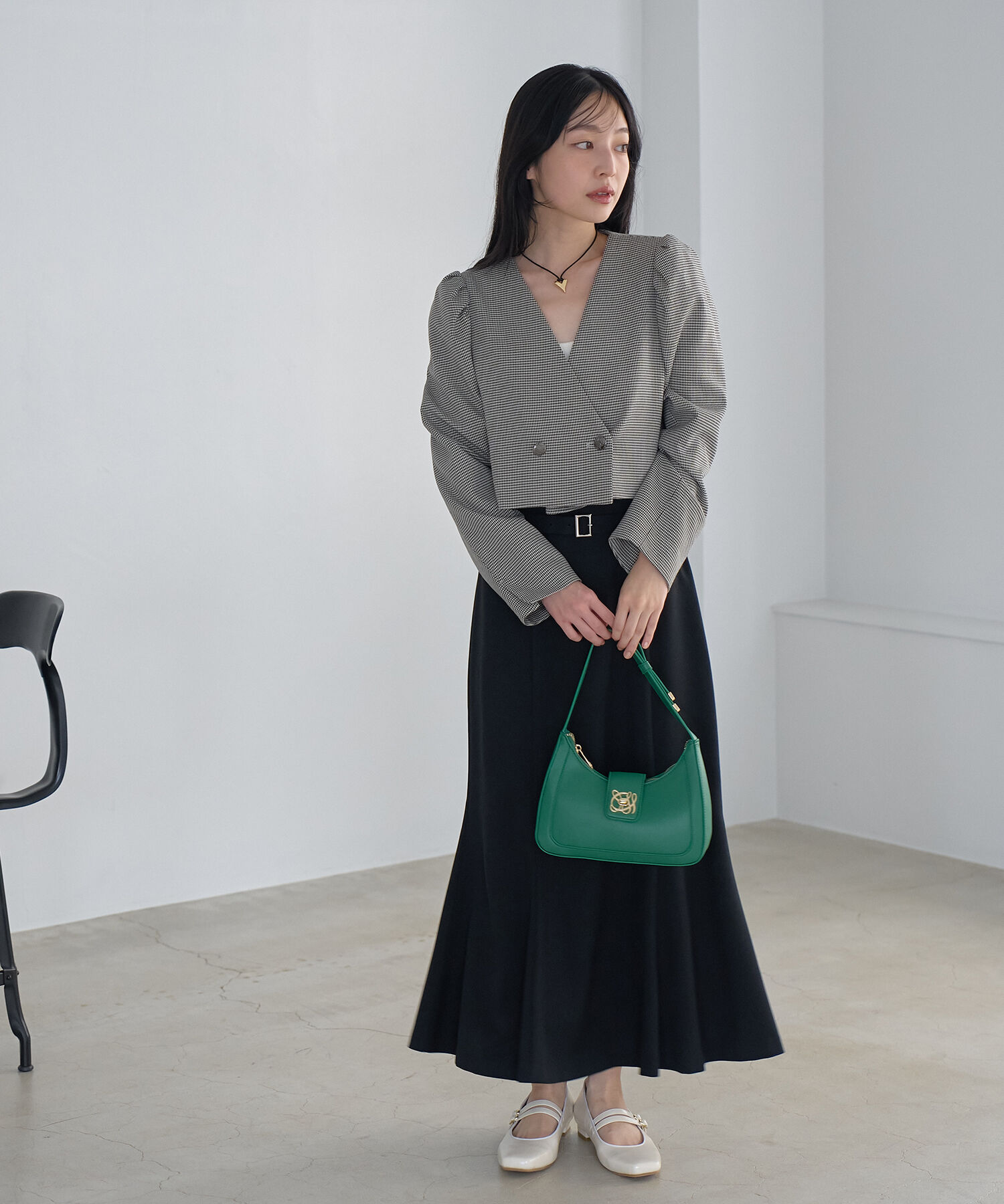 VIS「【セットアップ対応】タックショルダーショート丈ジャケット」|ノーカラージャケット|