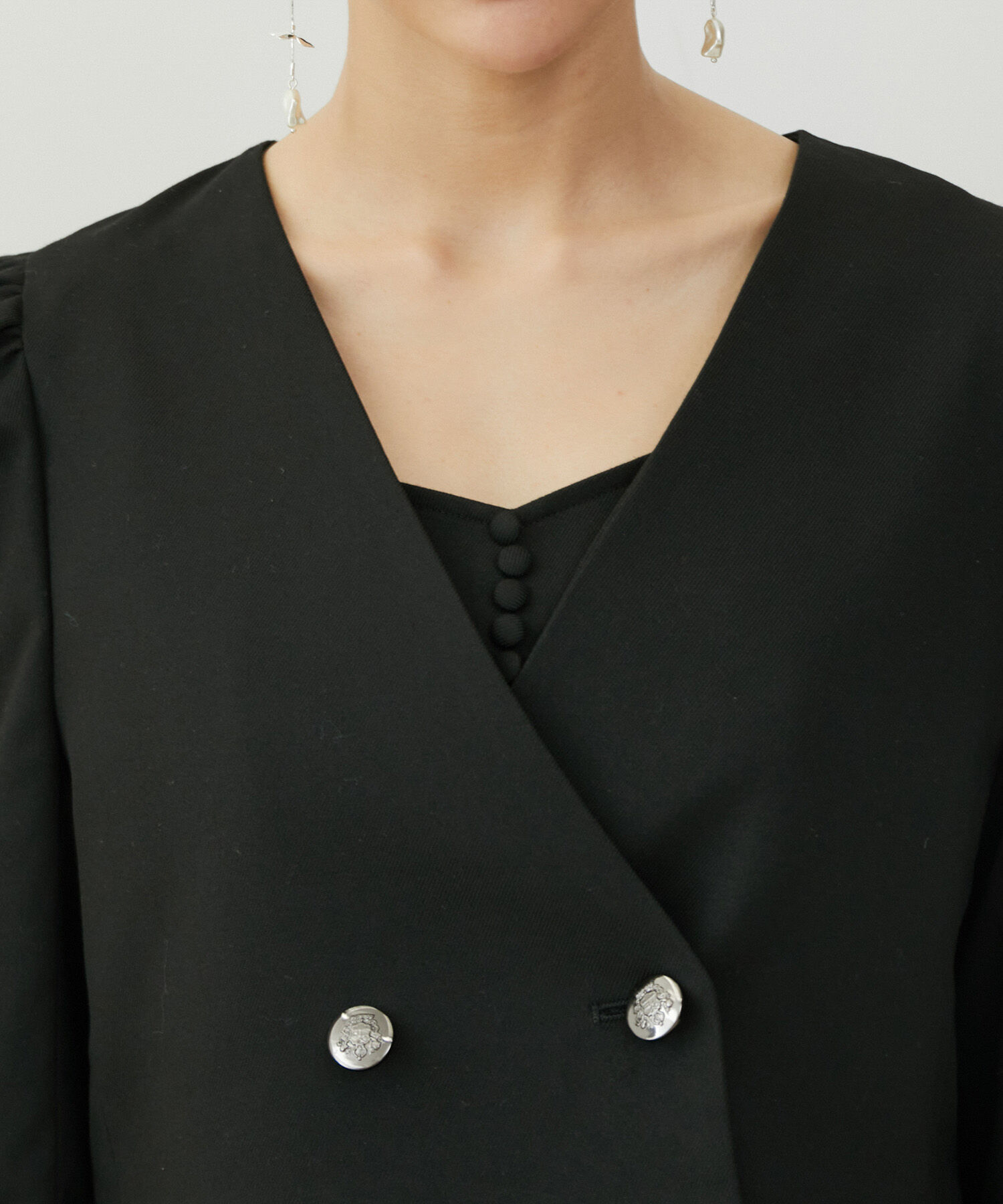 VIS「【セットアップ対応】タックショルダーショート丈ジャケット」|ノーカラージャケット|