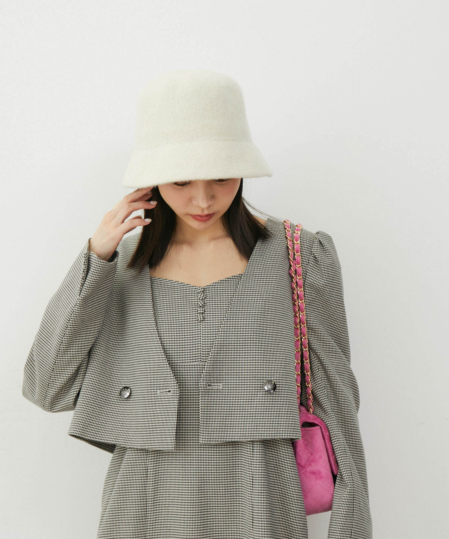 VIS「【セットアップ対応】タックショルダーショート丈ジャケット」|ノーカラージャケット|