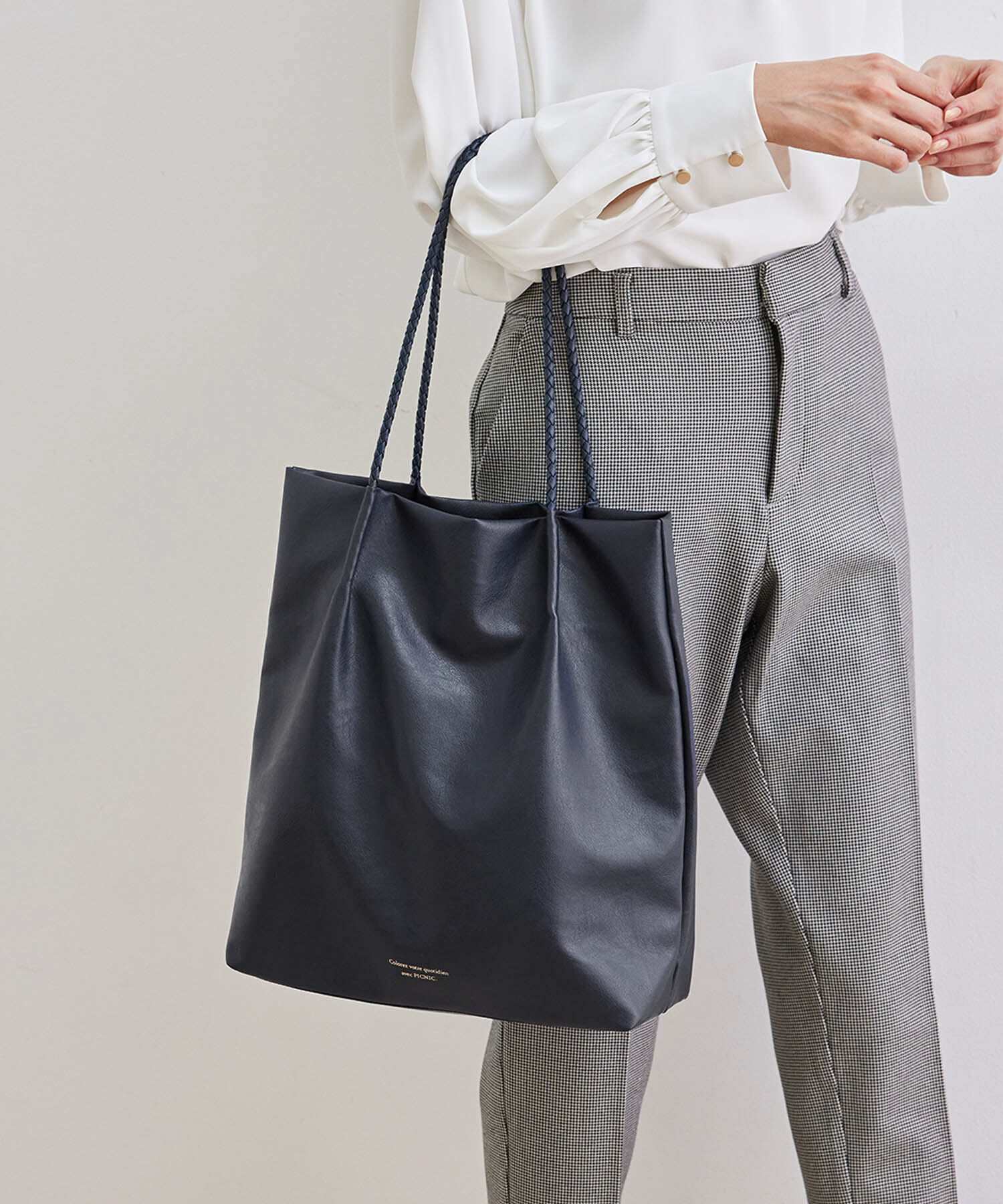 ROPE PICNIC PASSAGE「【WEB限定カラー:シルバー】【A4対応】洗えるメッシュハンドルトートバッグ」|トートバッグ|ネイビー(40)