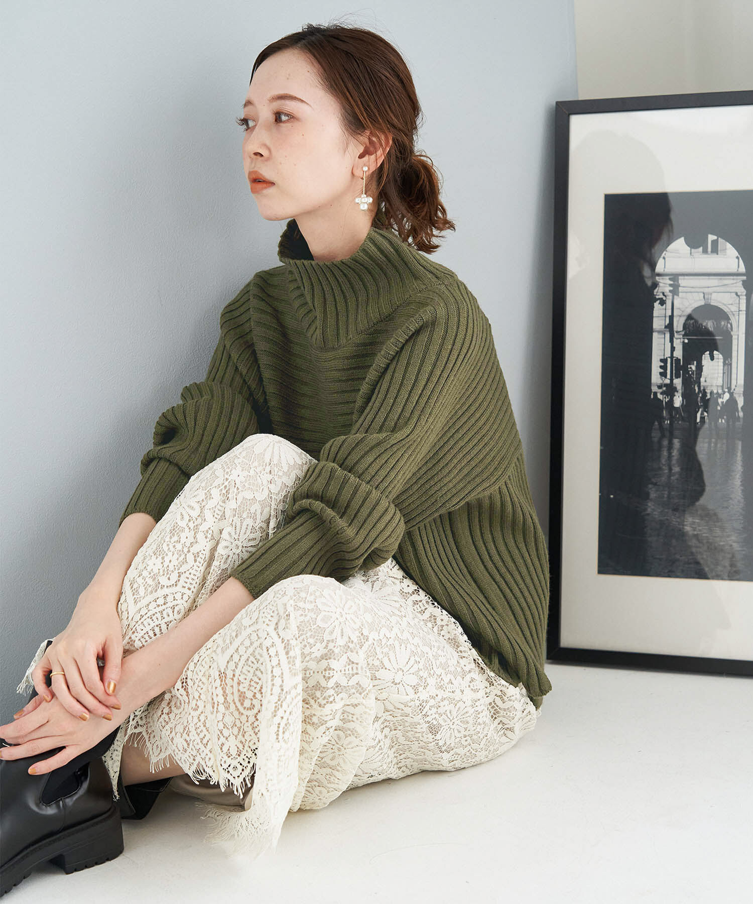 Rope&rsquo;Picnic「【芳根京子さん別注カラー:ブルー,カラシ】リブ切替プルオーバー」|ニット・セーター|