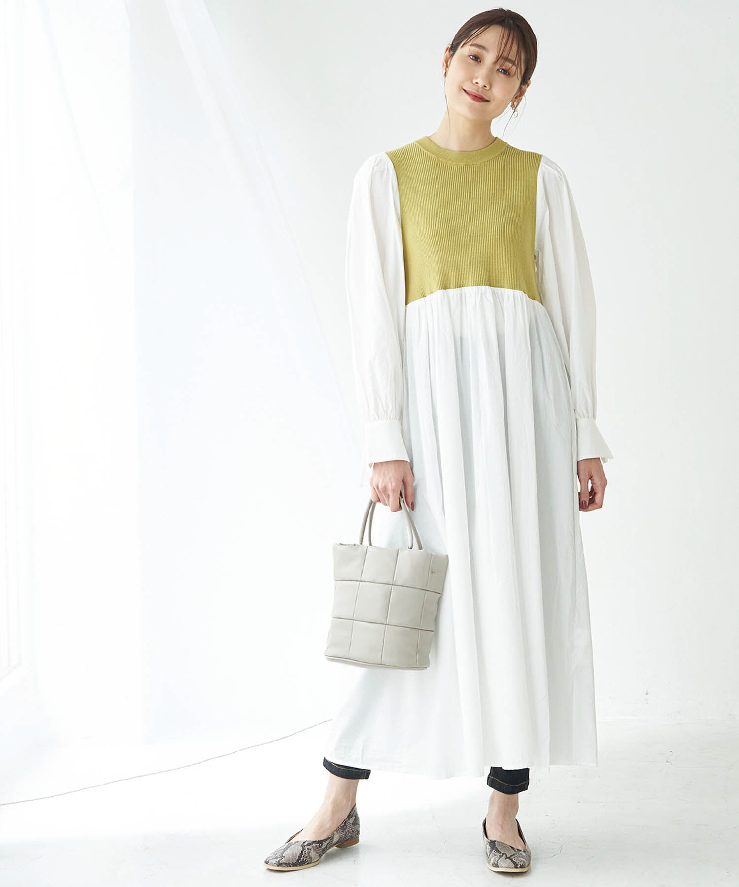 Rope&rsquo;Picnic「ニット使いボリューム袖ワンピース」|ワンピース|