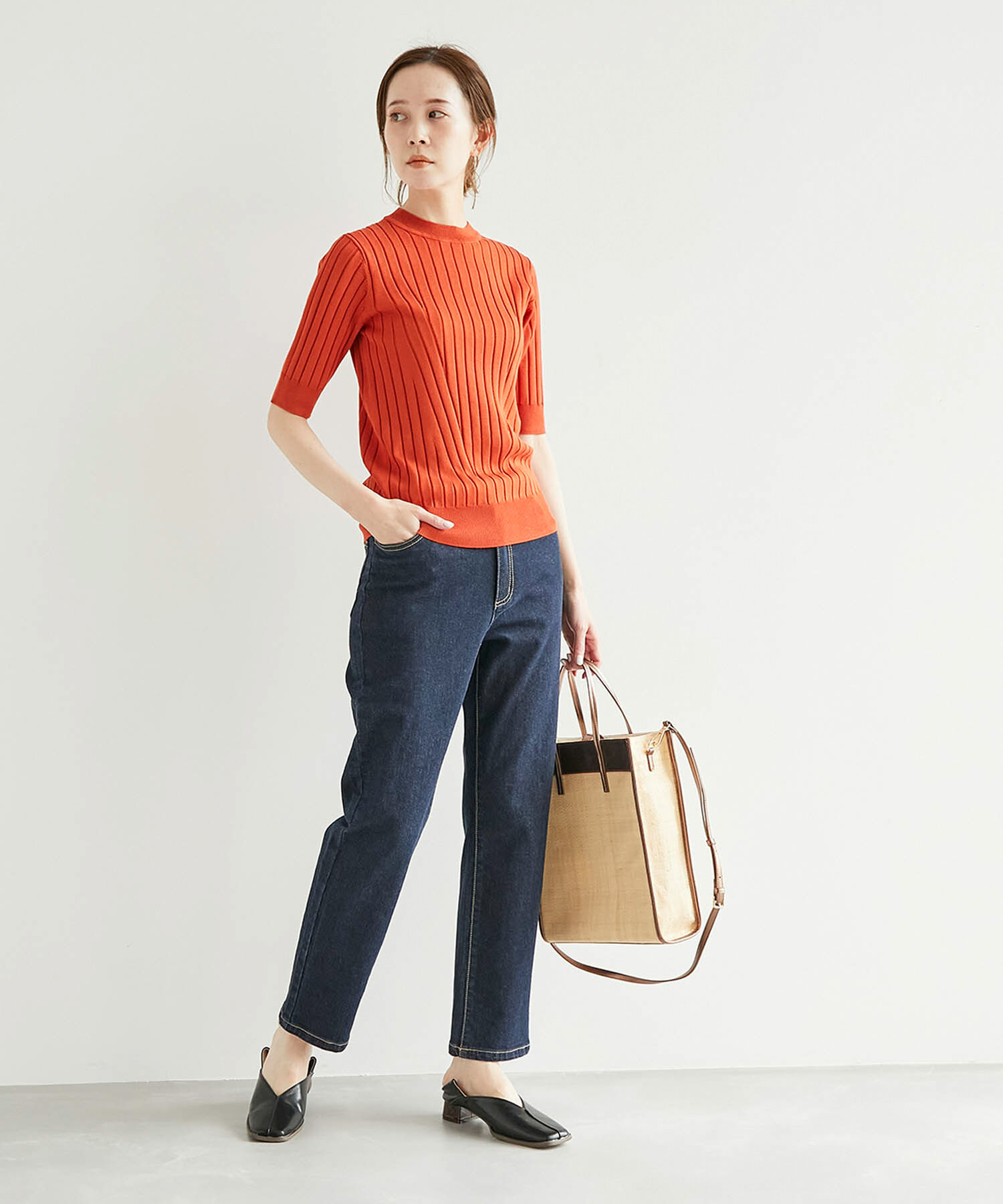 Rope&rsquo;Picnic「お仕事にも/ストレッチデニムストレートパンツ」|デニム|