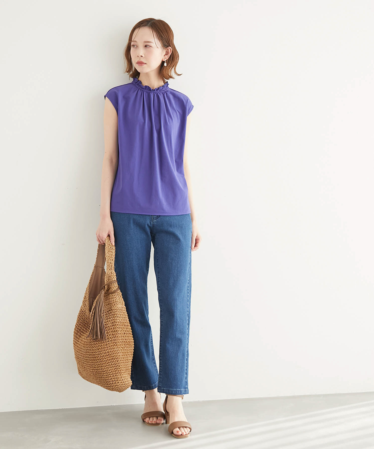 Rope&rsquo;Picnic「オーガニックコットンスタンドフリルトップス」|シャツ・ブラウス|