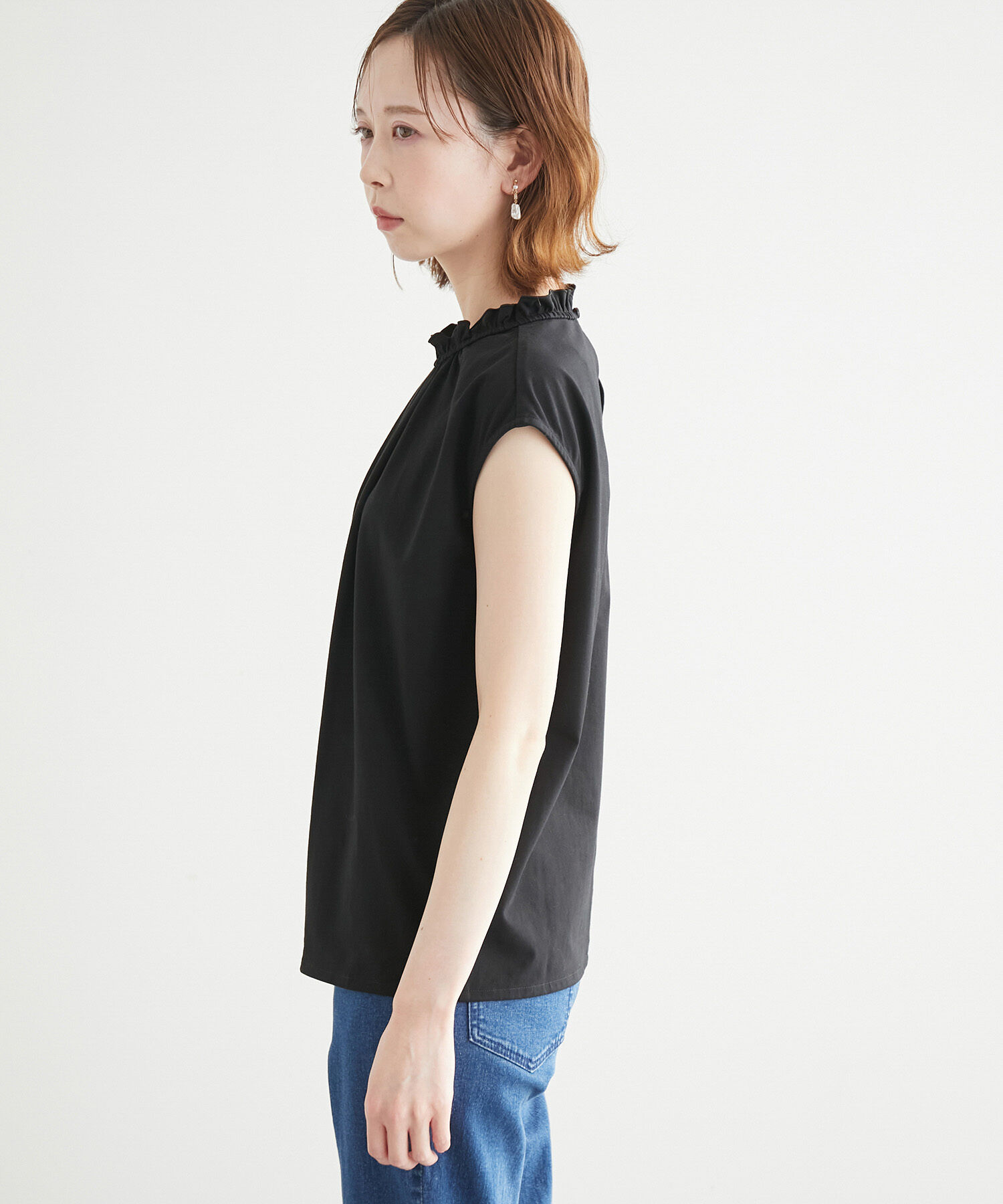 Rope&rsquo;Picnic「オーガニックコットンスタンドフリルトップス」|シャツ・ブラウス|