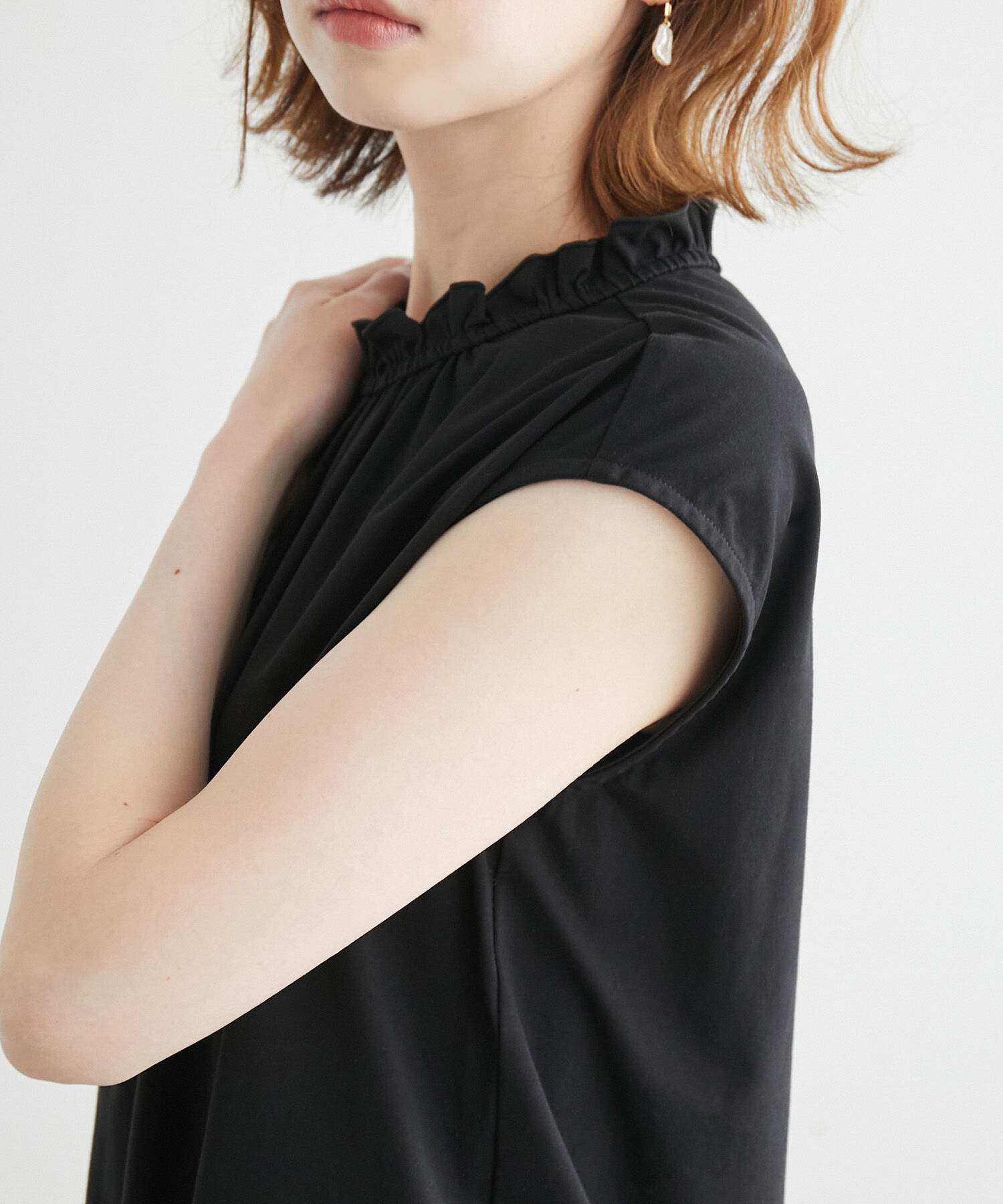 Rope&rsquo;Picnic「オーガニックコットンスタンドフリルトップス」|シャツ・ブラウス|