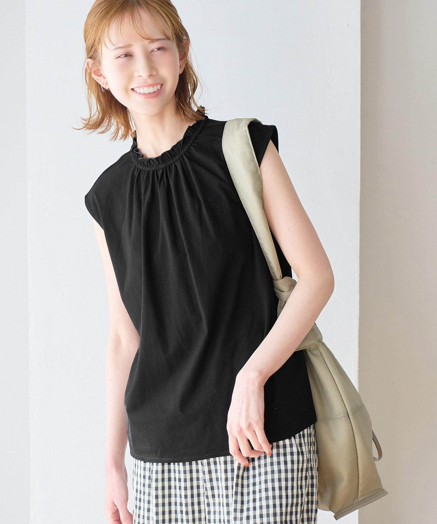 Rope&rsquo;Picnic「オーガニックコットンスタンドフリルトップス」|シャツ・ブラウス|