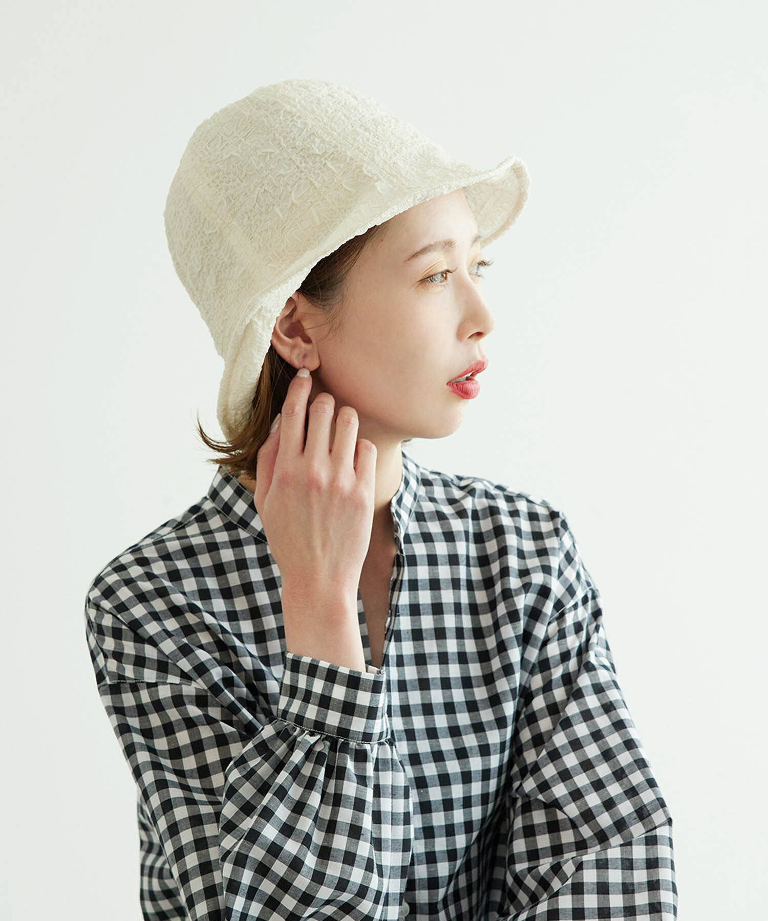 ROPE PICNIC PASSAGE「リンクルチェックチューリップハット」|ハット|キナリ(16)
