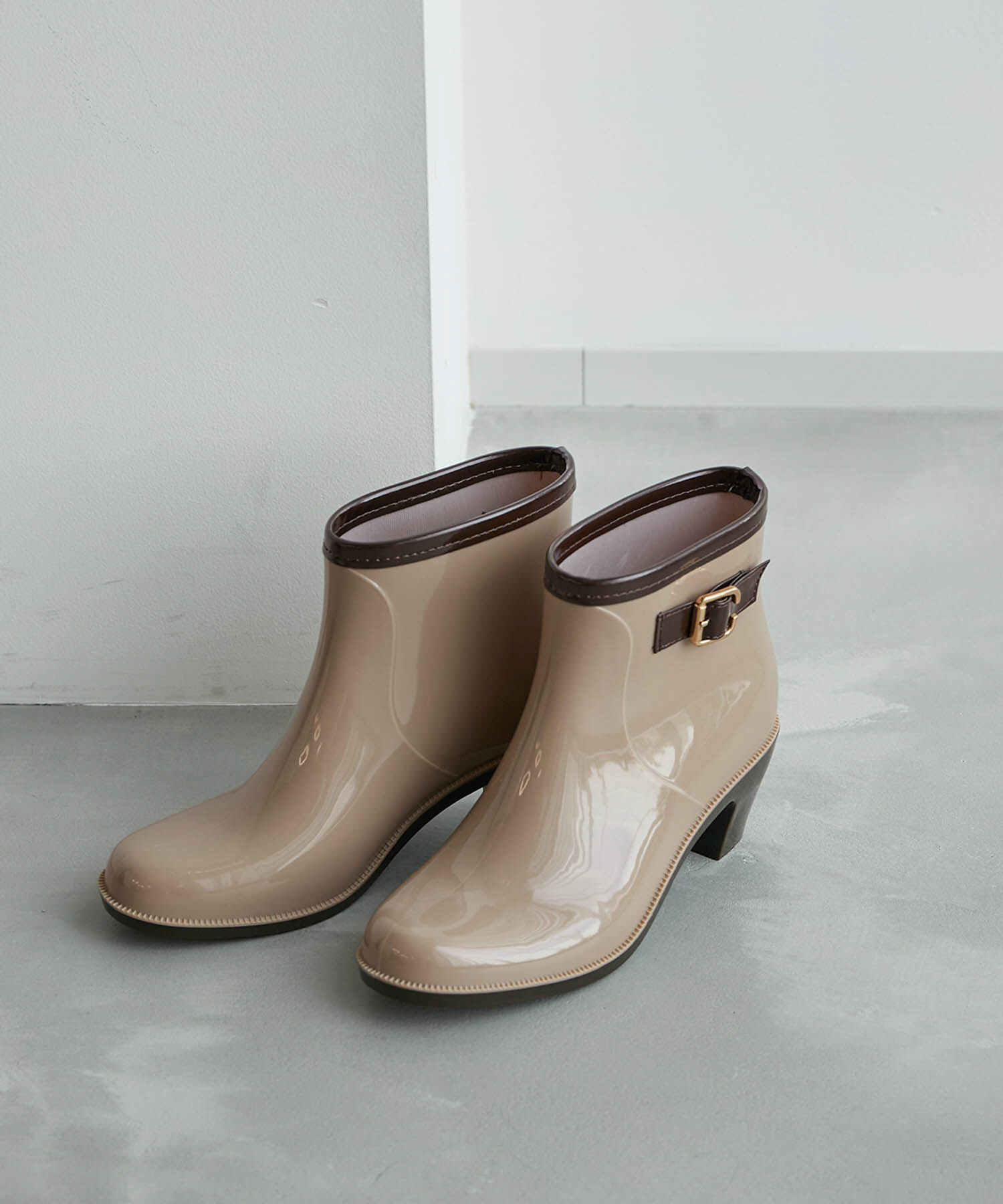ROPE PICNIC PASSAGE「バックルヒールアップレインブーツ」|レインシューズ|ベージュ系(29)