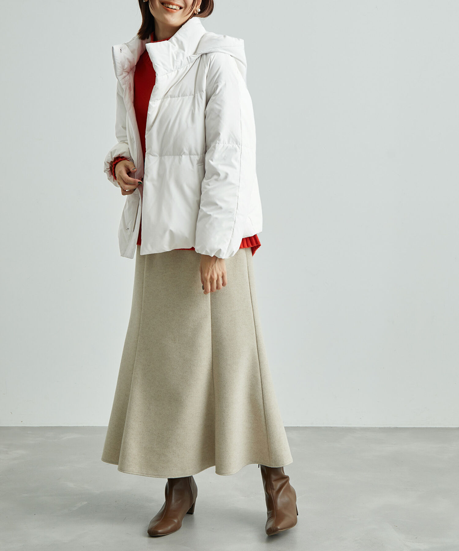 Rope&rsquo;Picnic「GREEN DOWN MINOTECK/フード取り外しショートダウン/リンクコーデ」|ダウン|