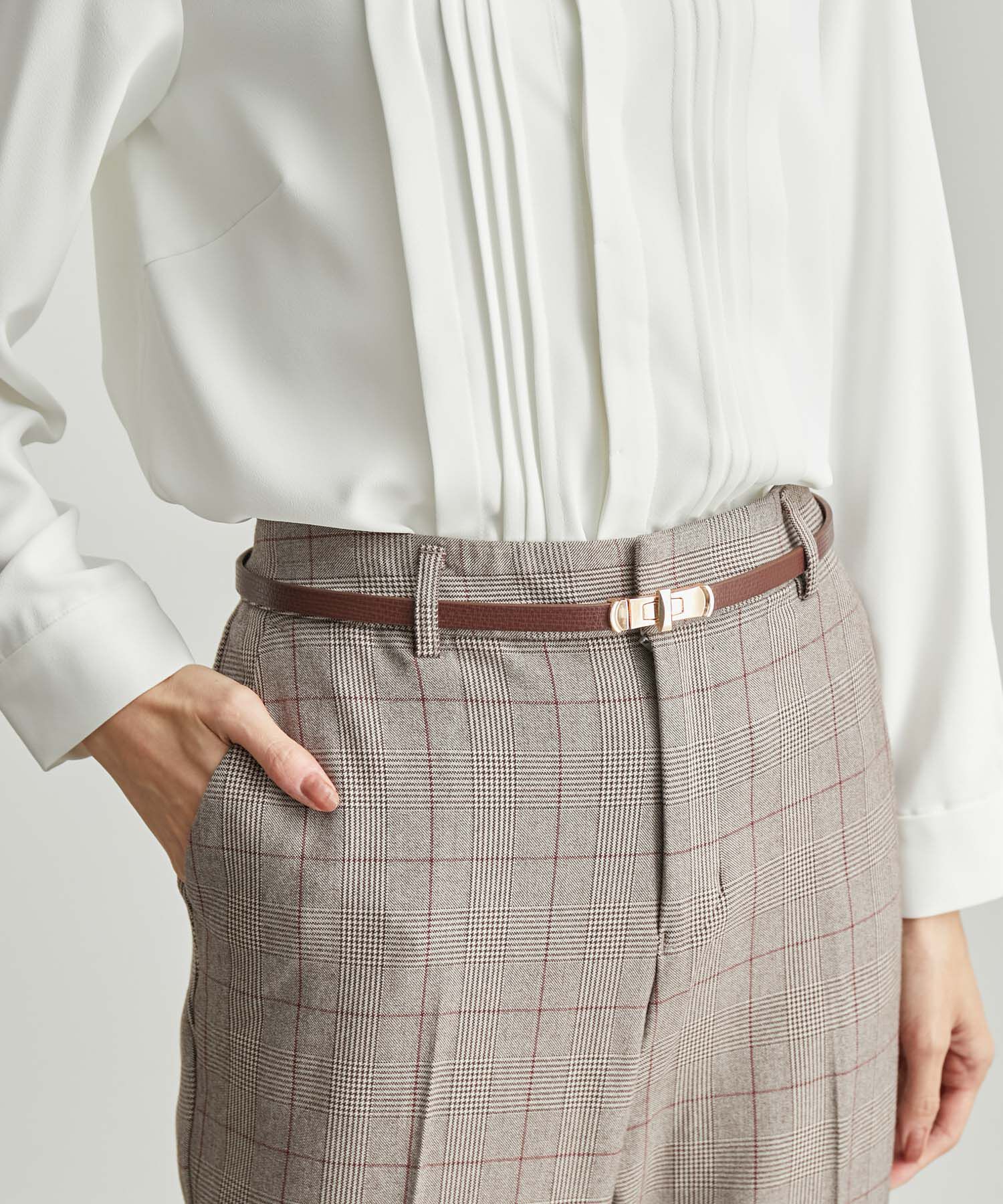 ROPE PICNIC PASSAGE「10mmリサイクル合皮ひねりメタルバックルスライドベルト」|ベルト|ブラウン(22)