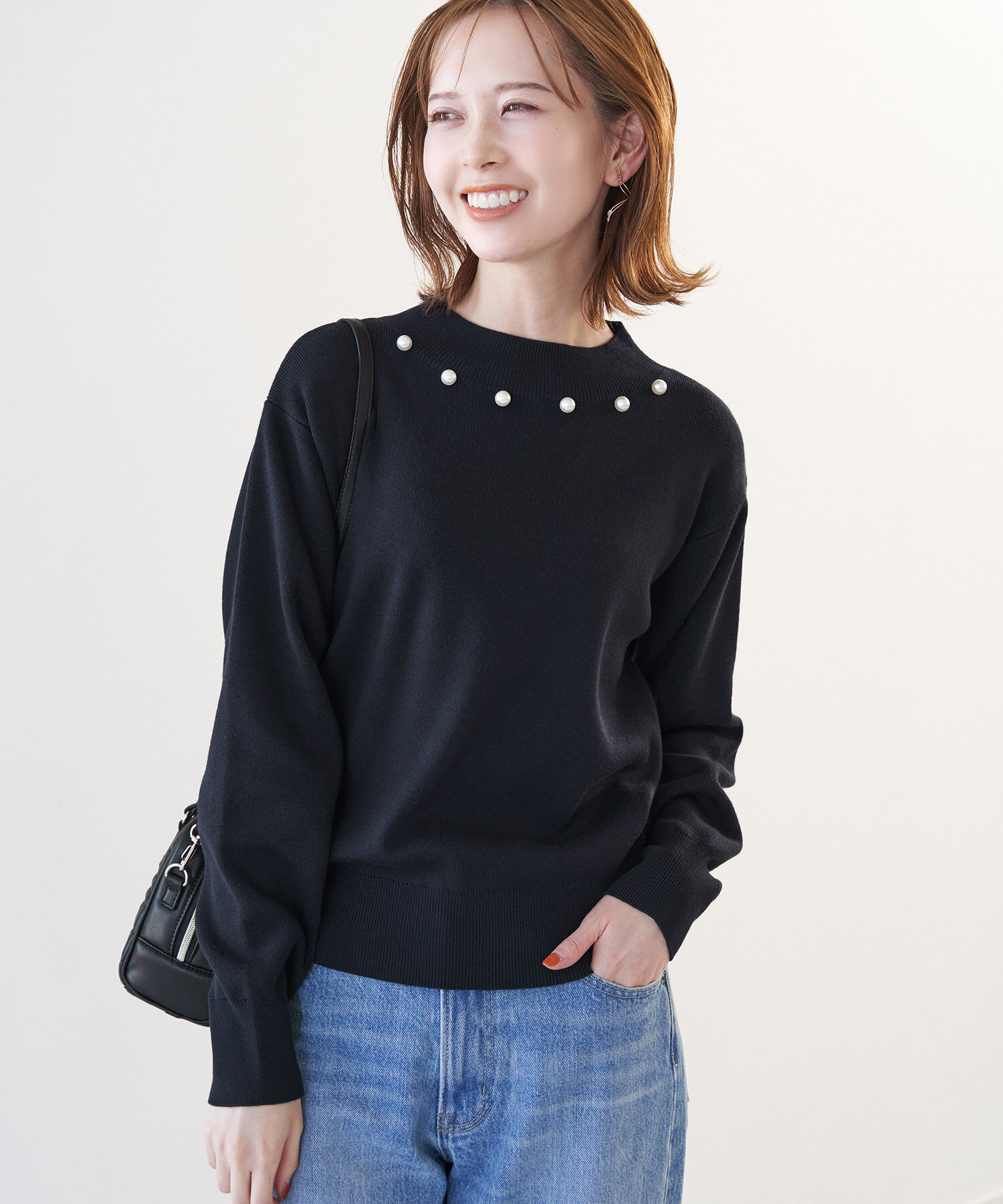 Rope&rsquo;Picnic「洗濯機OK・パチパチしない/マシュマロニットビッグパールプルオーバー」|ニット・セーター|