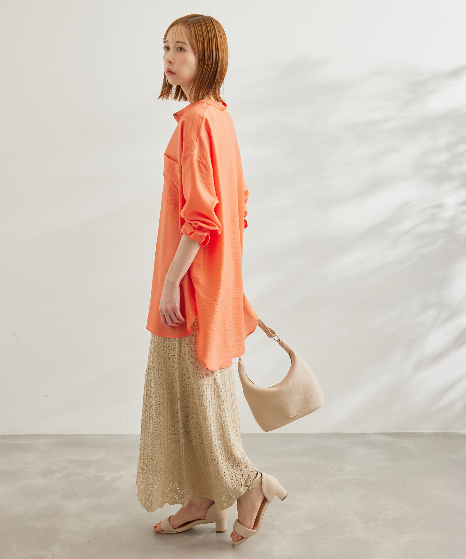 Rope&rsquo;Picnic「【WEB限定カラー:イエロー】バンドカラーポケットシアーシャツ」|シャツ・ブラウス|