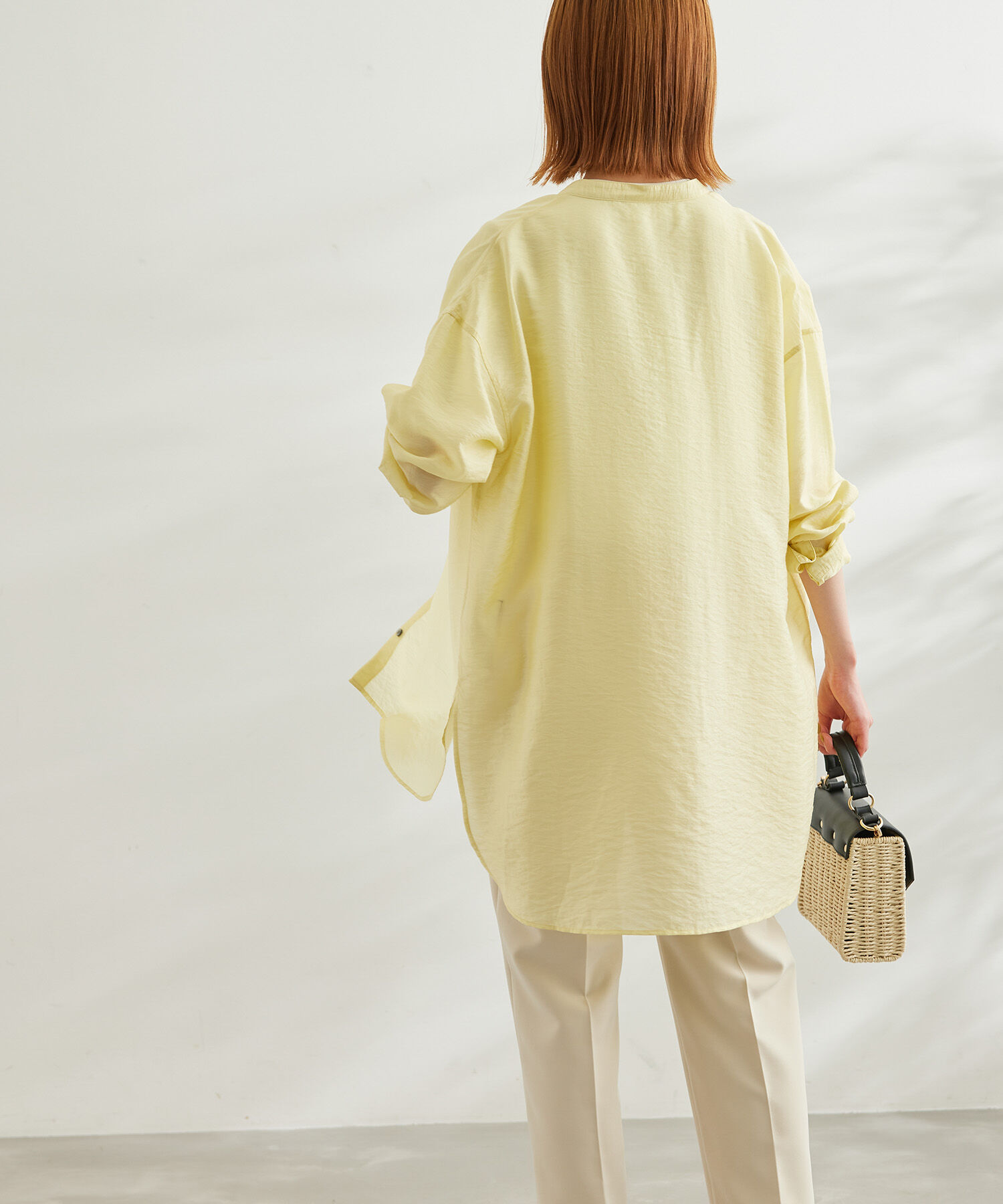 Rope&rsquo;Picnic「【WEB限定カラー:イエロー】バンドカラーポケットシアーシャツ」|シャツ・ブラウス|