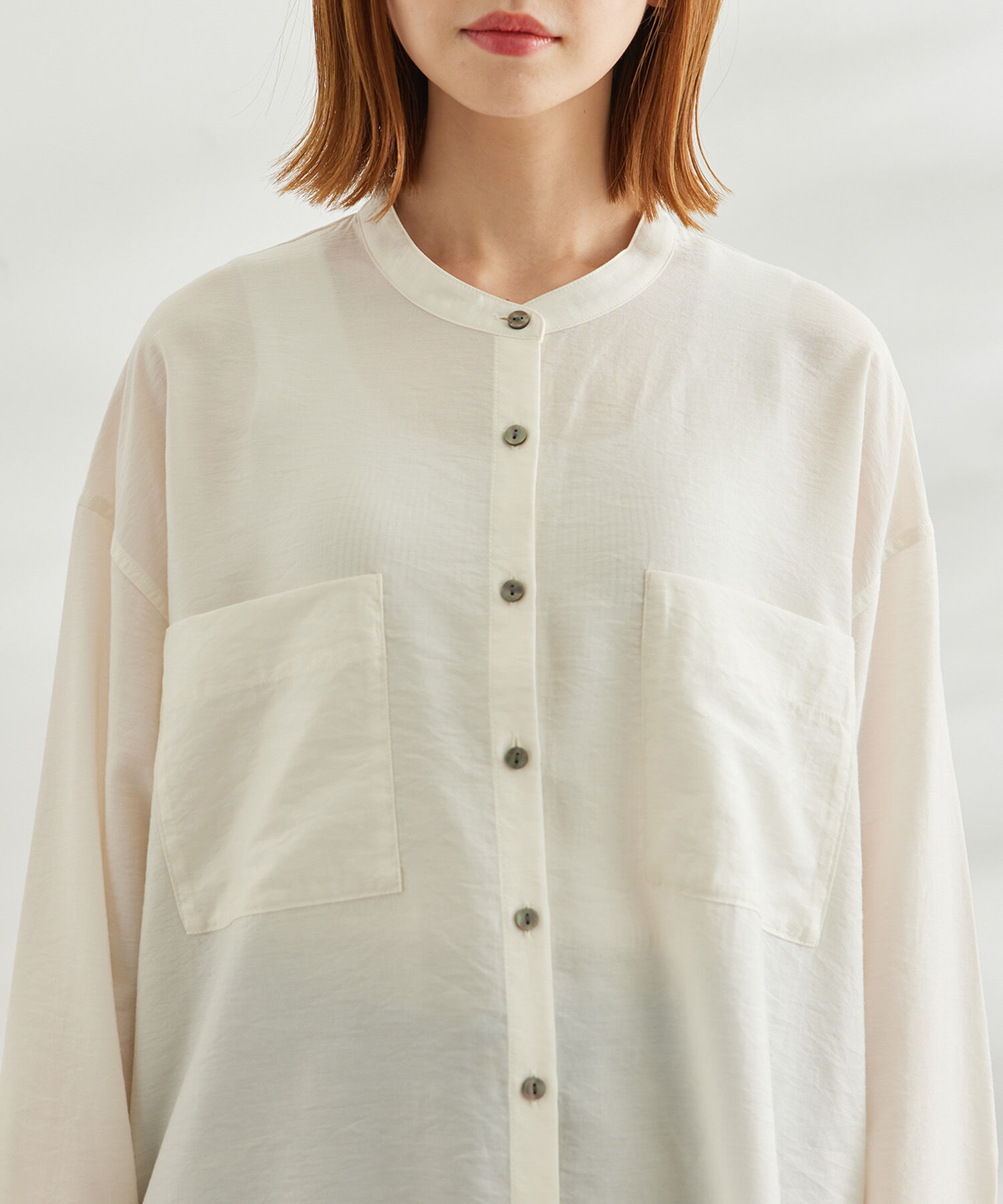 Rope&rsquo;Picnic「【WEB限定カラー:イエロー】バンドカラーポケットシアーシャツ」|シャツ・ブラウス|