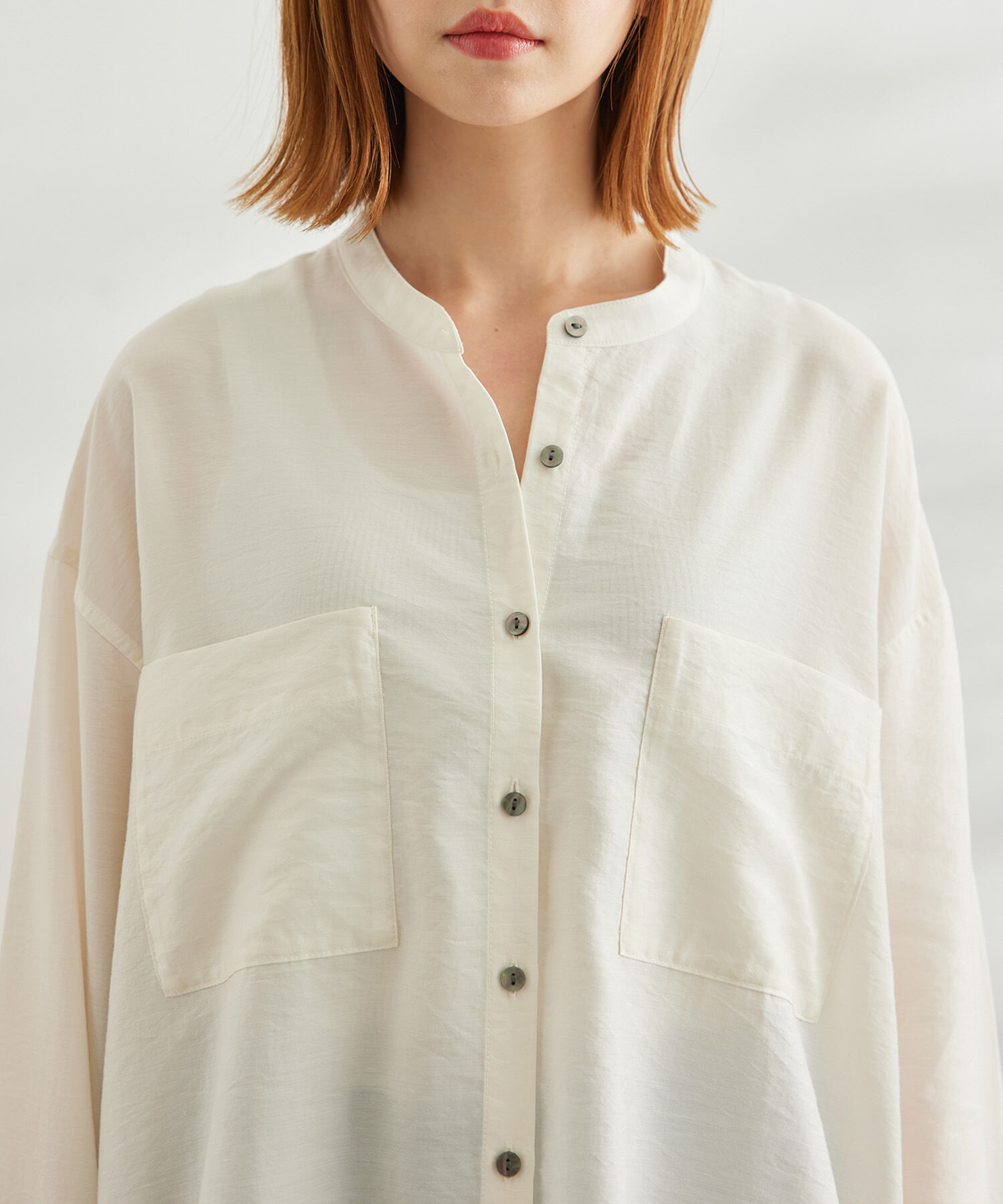 Rope&rsquo;Picnic「【WEB限定カラー:イエロー】バンドカラーポケットシアーシャツ」|シャツ・ブラウス|