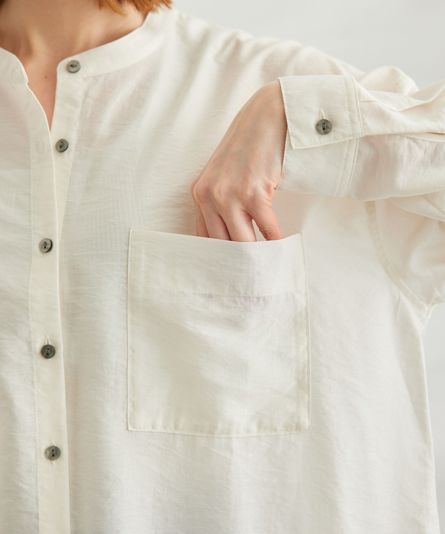 Rope&rsquo;Picnic「【WEB限定カラー:イエロー】バンドカラーポケットシアーシャツ」|シャツ・ブラウス|