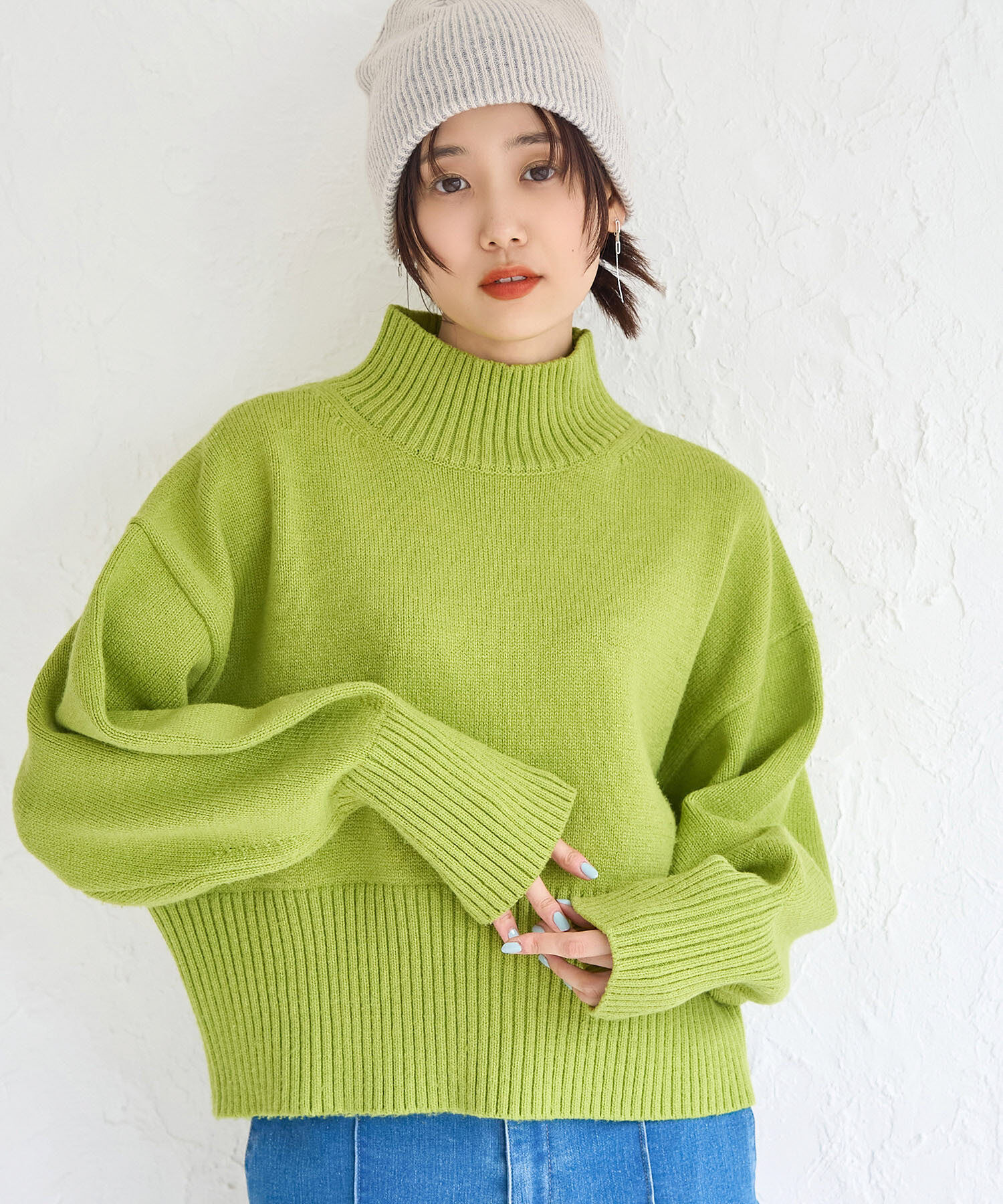 Rope&rsquo;Picnic「【CM着用商品】スタイルアップが叶うクロップドカラフルニット」|ニット・セーター|ライトグリーン(33)