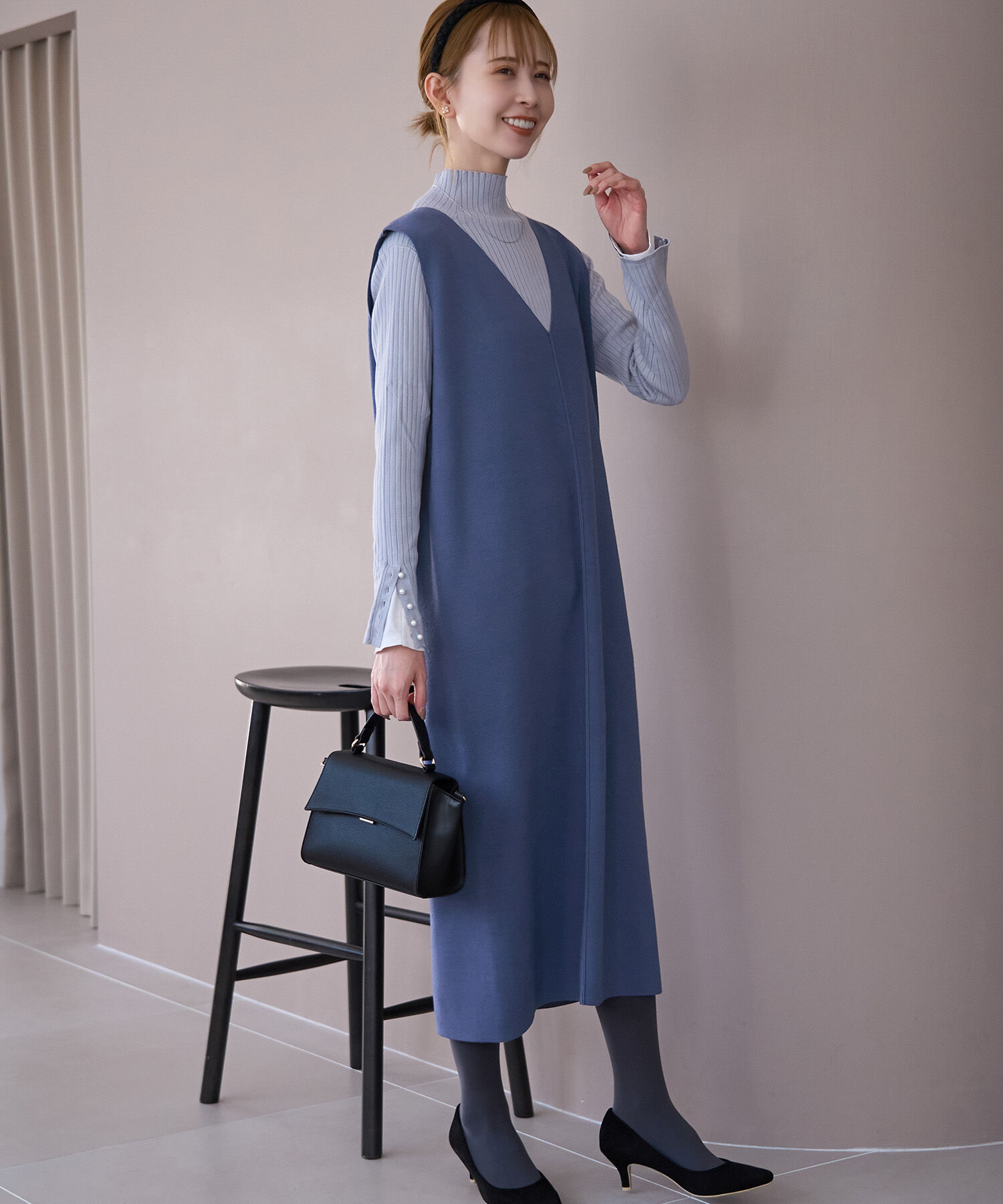 Rope&rsquo;Picnic「ニットジャンパースカート/洗濯機OK・アンチピリング」|ジャンパースカート|