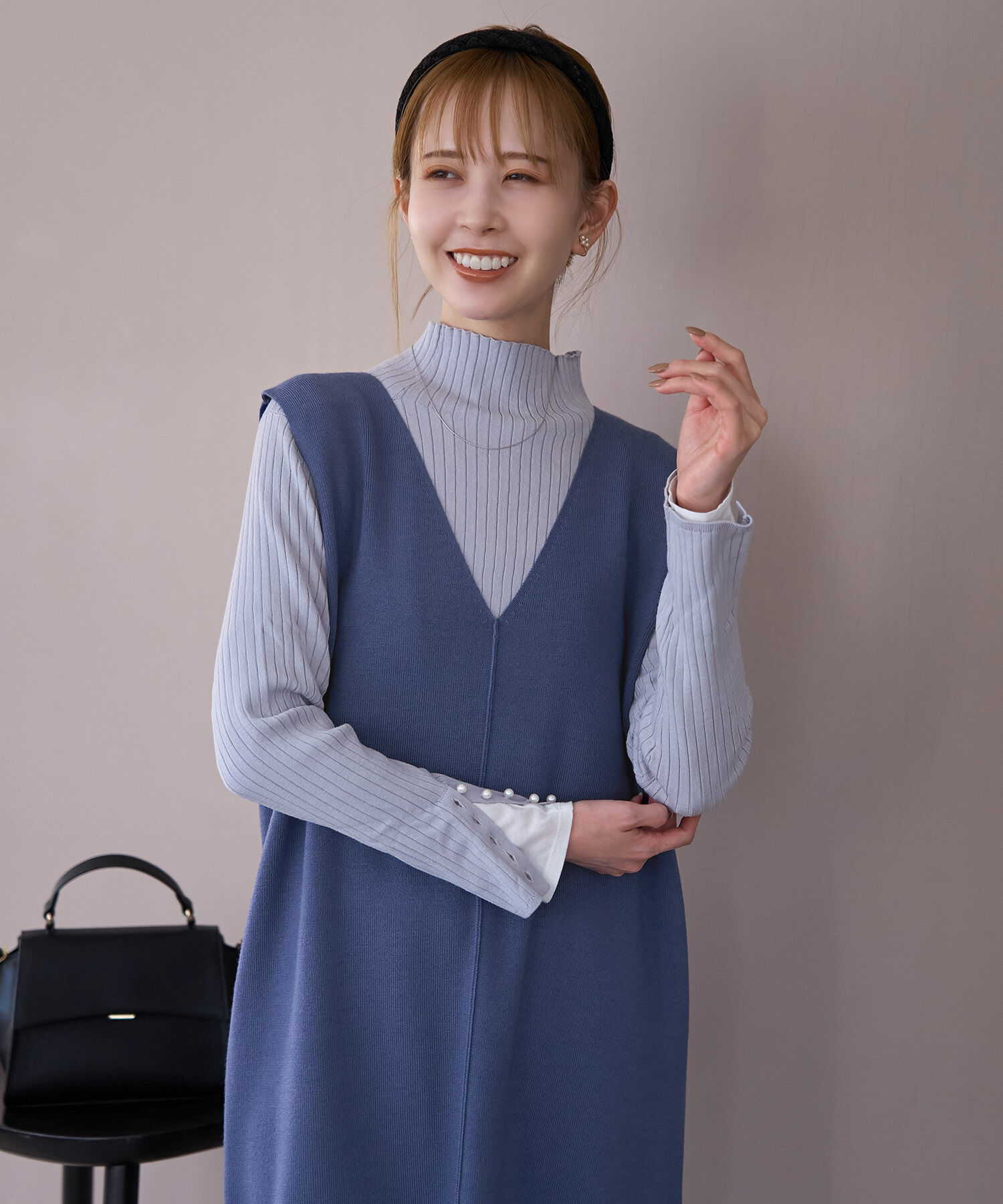 Rope&rsquo;Picnic「ニットジャンパースカート/洗濯機OK・アンチピリング」|ジャンパースカート|