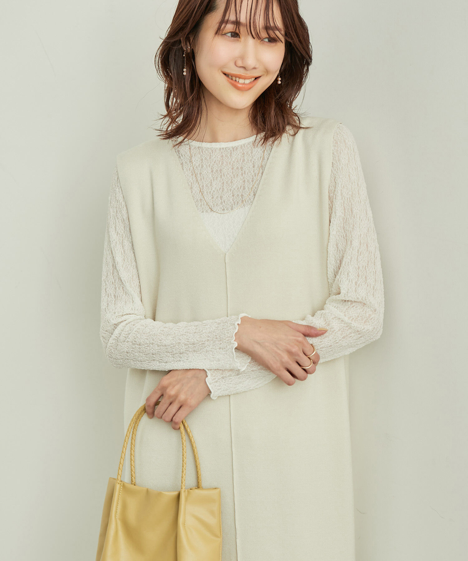 Rope&rsquo;Picnic「ニットジャンパースカート/洗濯機OK・アンチピリング」|ジャンパースカート|