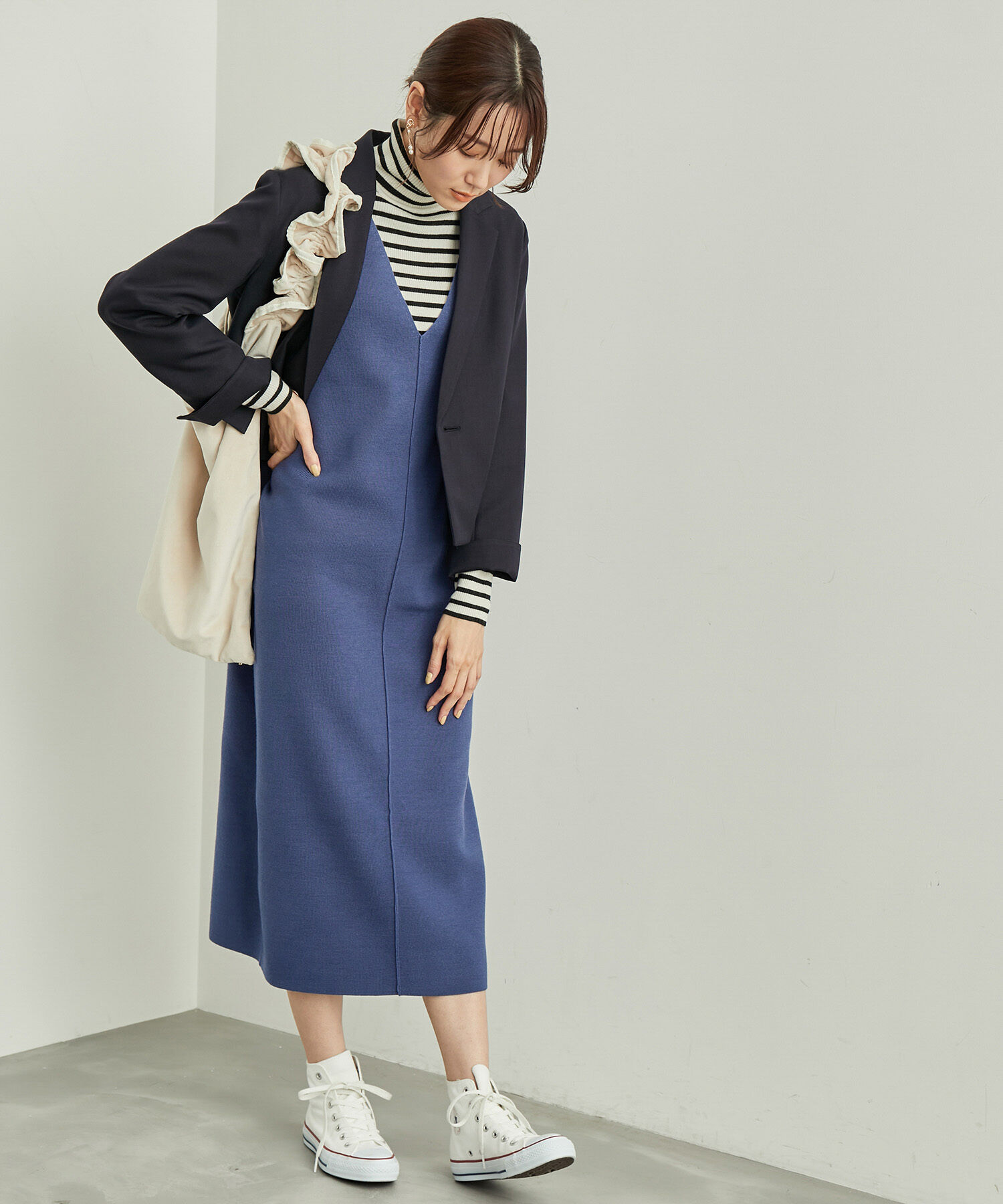 Rope&rsquo;Picnic「ニットジャンパースカート/洗濯機OK・アンチピリング」|ジャンパースカート|