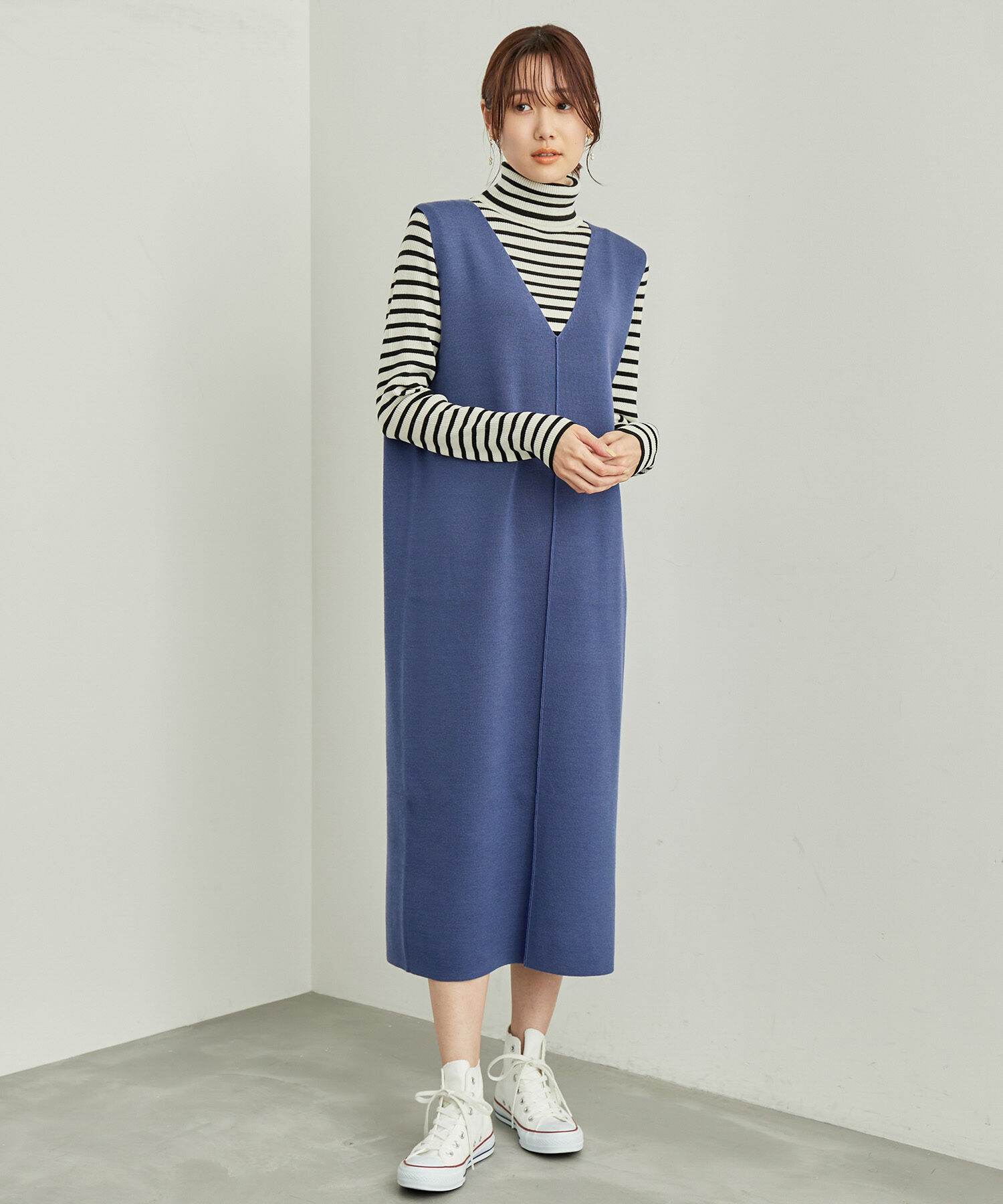 Rope&rsquo;Picnic「ニットジャンパースカート/洗濯機OK・アンチピリング」|ジャンパースカート|