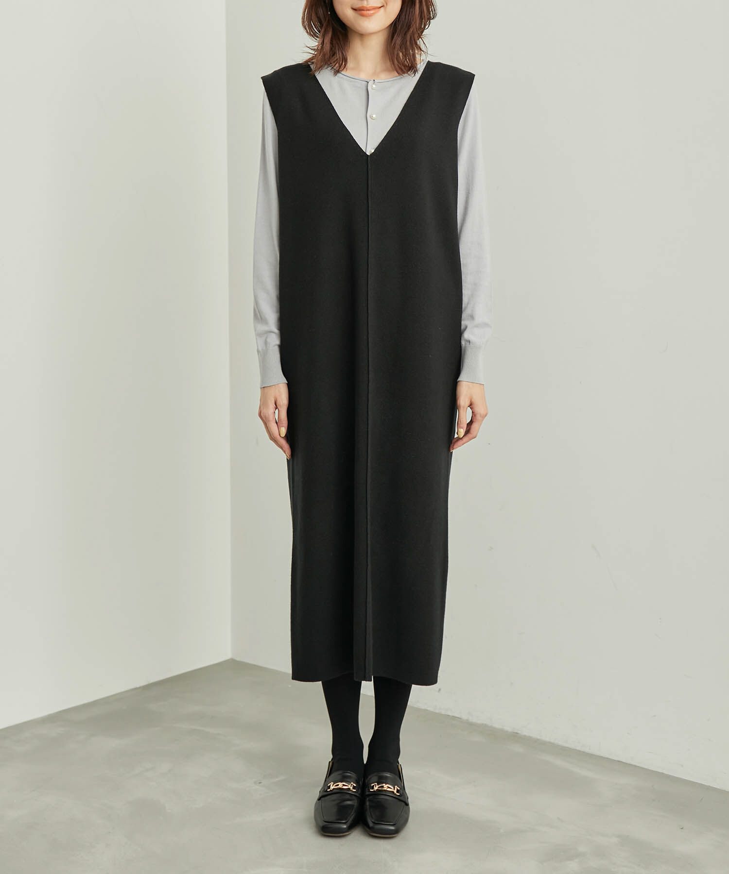 Rope&rsquo;Picnic「ニットジャンパースカート/洗濯機OK・アンチピリング」|ジャンパースカート|