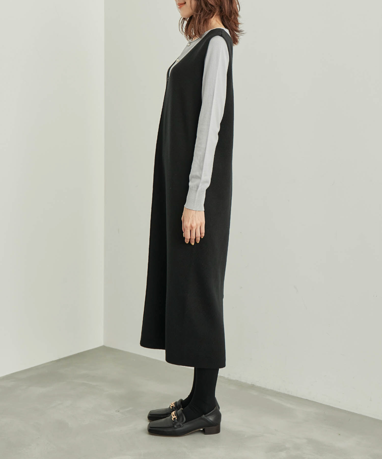 Rope&rsquo;Picnic「ニットジャンパースカート/洗濯機OK・アンチピリング」|ジャンパースカート|