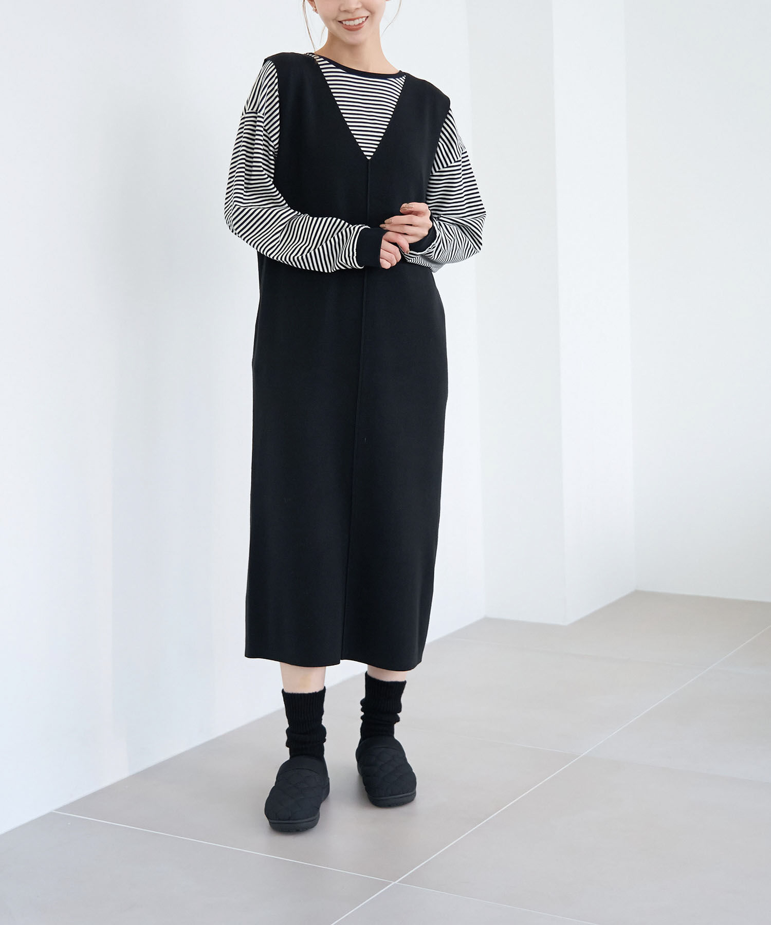 Rope&rsquo;Picnic「ニットジャンパースカート/洗濯機OK・アンチピリング」|ジャンパースカート|