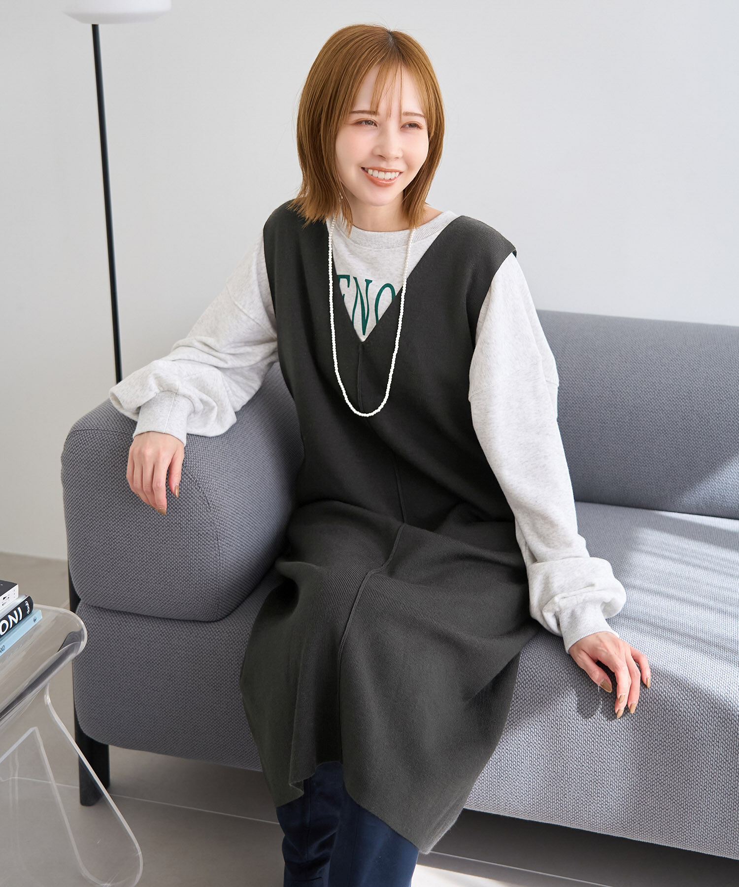 Rope&rsquo;Picnic「ニットジャンパースカート/洗濯機OK・アンチピリング」|ジャンパースカート|