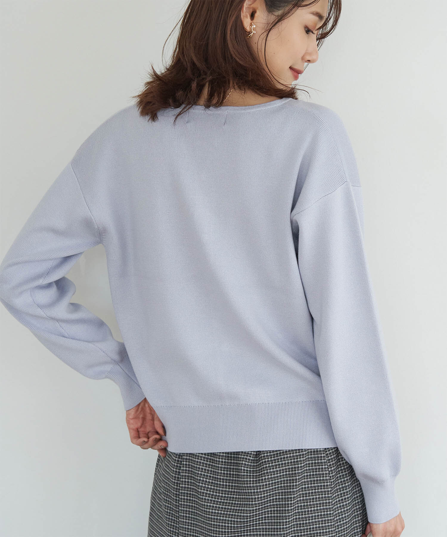 Rope&rsquo;Picnic「洗濯機OK・リンクコーデ/マシュマロニットスリットネックパールカーディガン」|カーディガン|