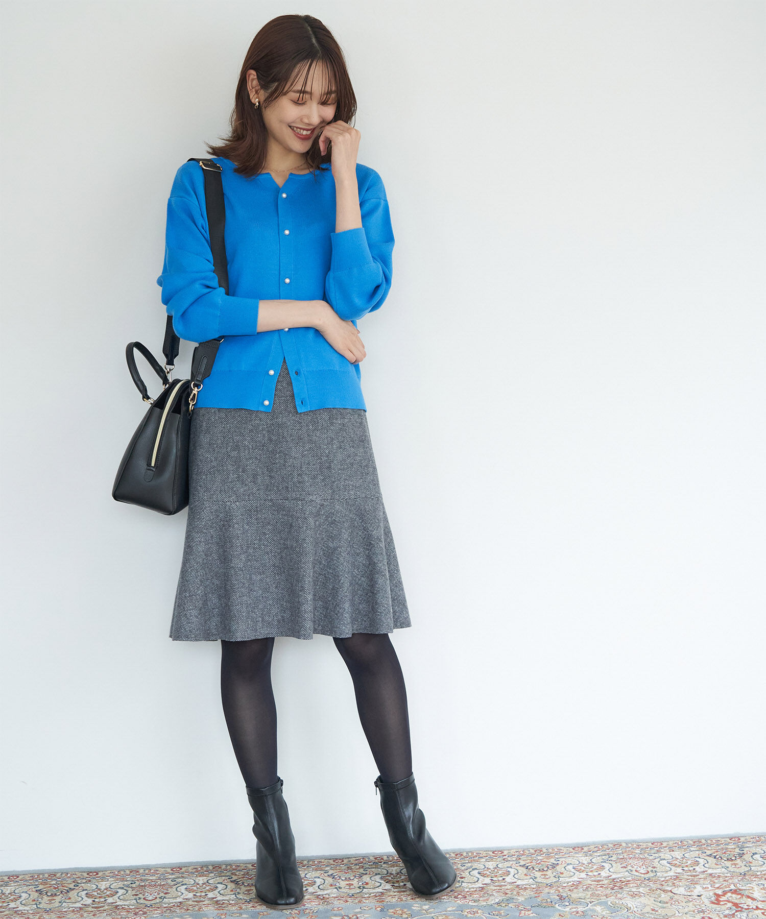 Rope&rsquo;Picnic「洗濯機OK・リンクコーデ/マシュマロニットスリットネックパールカーディガン」|カーディガン|