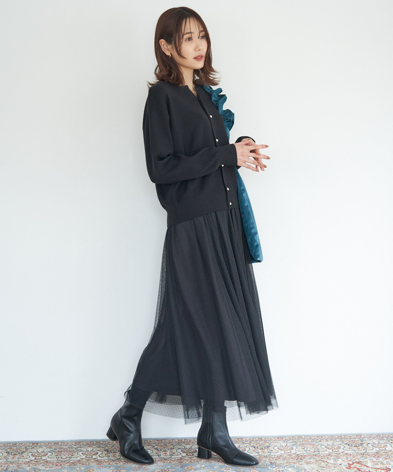 Rope&rsquo;Picnic「洗濯機OK・リンクコーデ/マシュマロニットスリットネックパールカーディガン」|カーディガン|